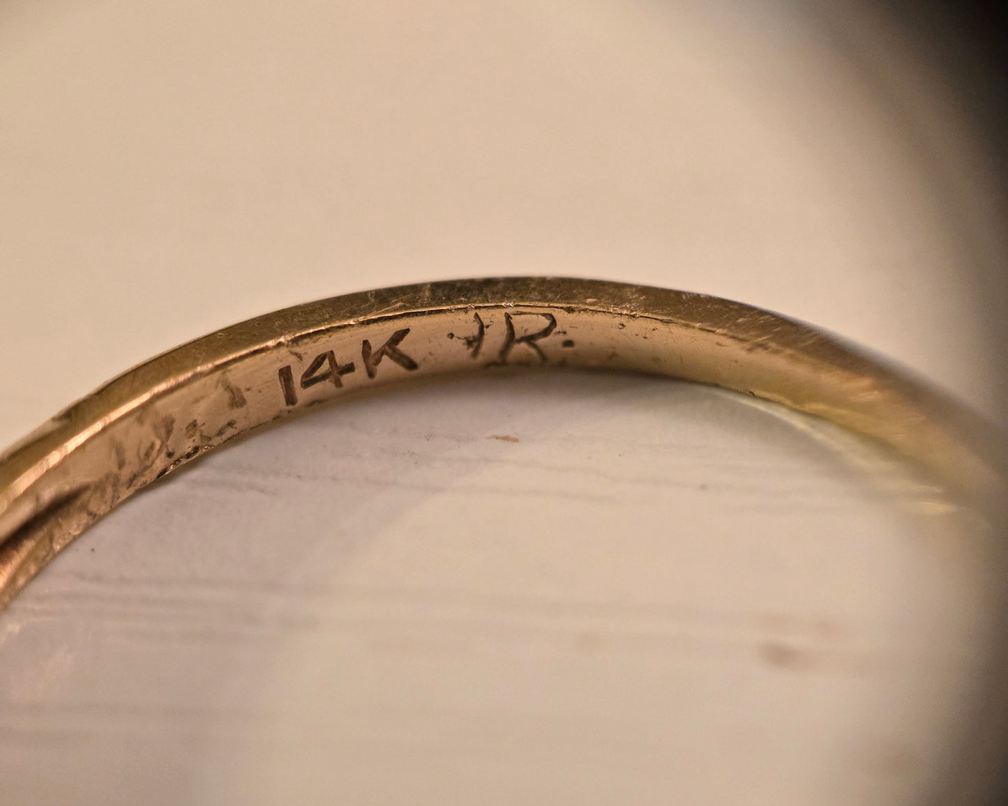 Pretty Vintage 14k Gold Floral Skinny Stacker Band Ring Size 6.25