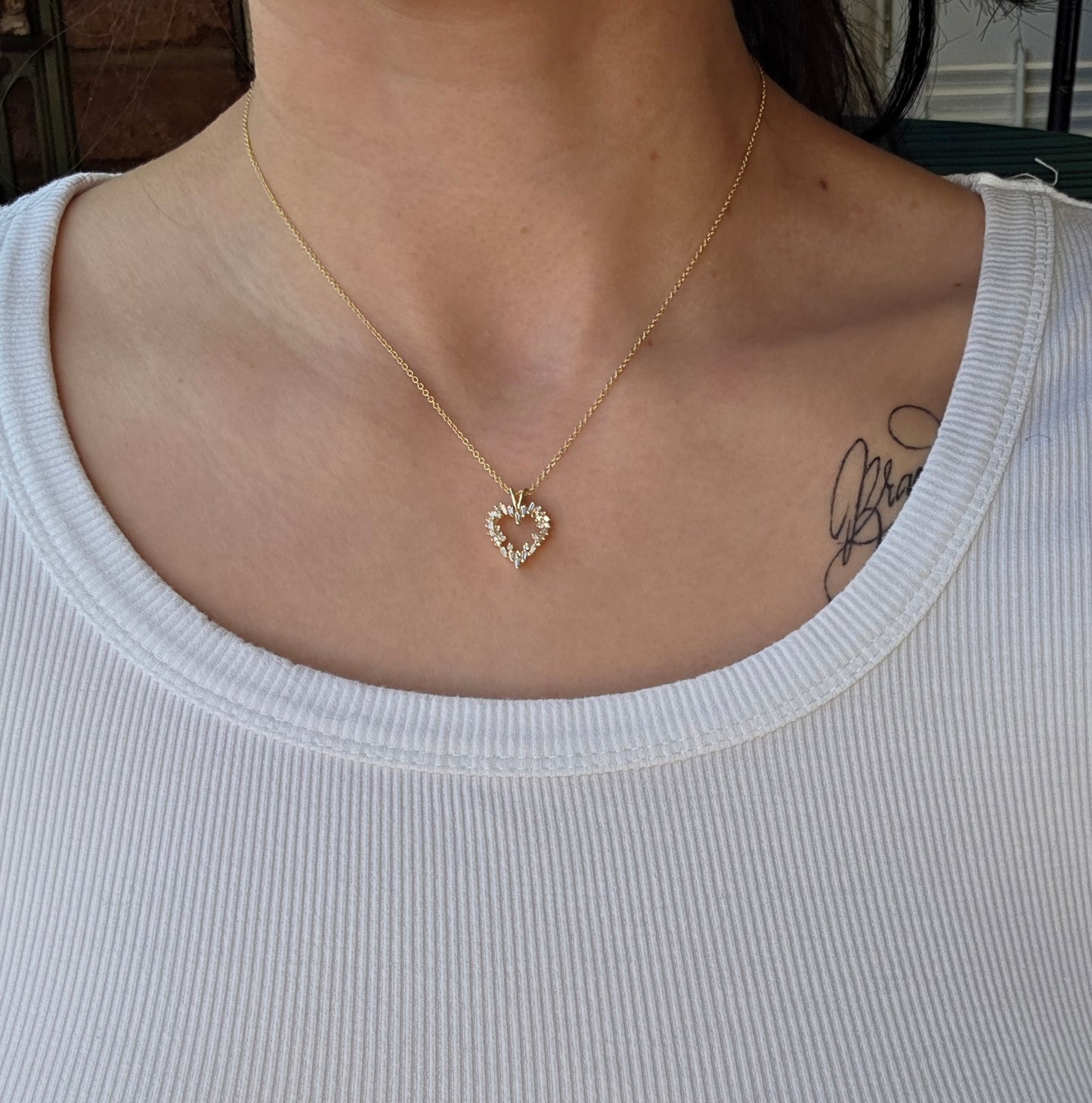 Stunning 14k Gold Natural Diamond Heart Pendant (NO CHAIN)