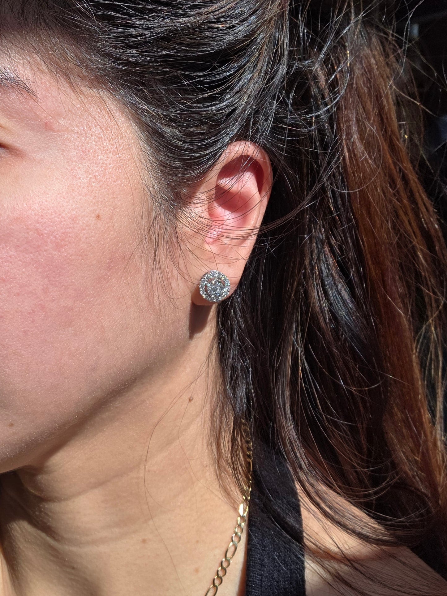 Gorgeous 10k White Gold Round Sparkling Diamond Cluster .68ctw Stud Earrings