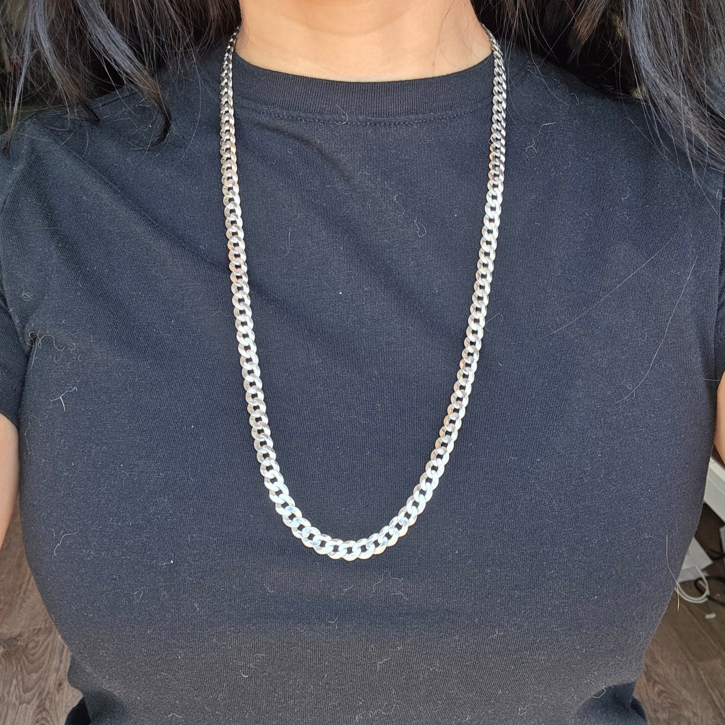 Solid Sterling Silver Italian Made 27" Cuban Chain