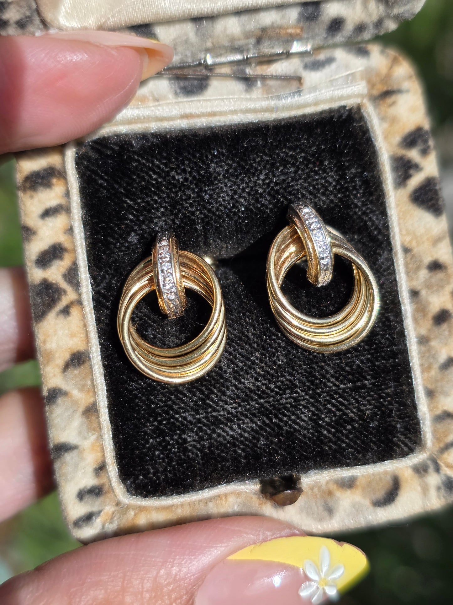 14k Gold Ring Diamond Accented Door Knocker Style Post Earrings