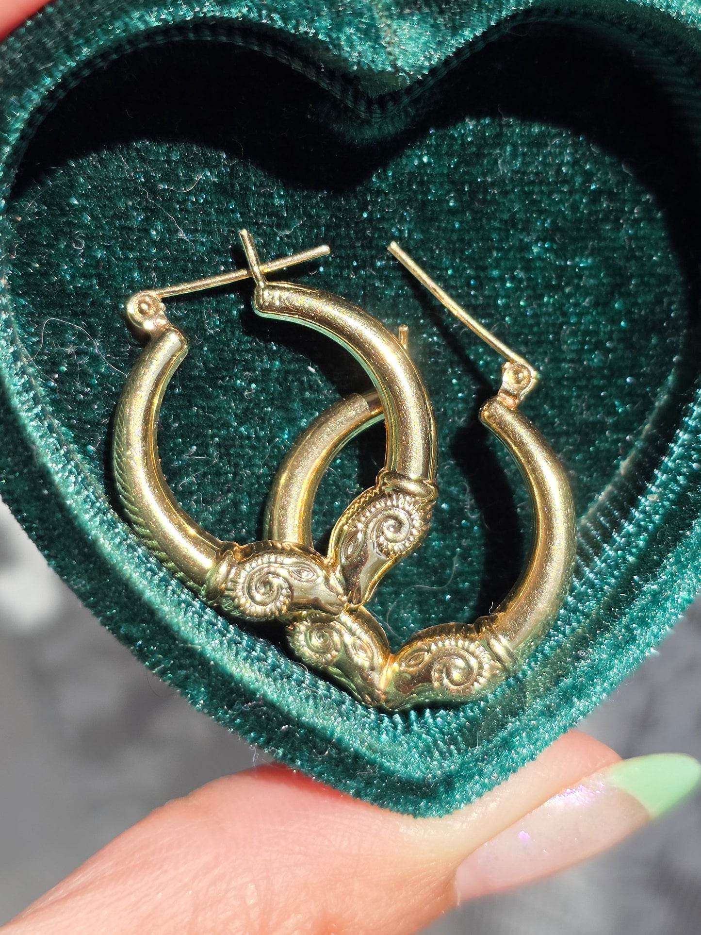 Awesome 14k Gold Ram Hoops Earrings