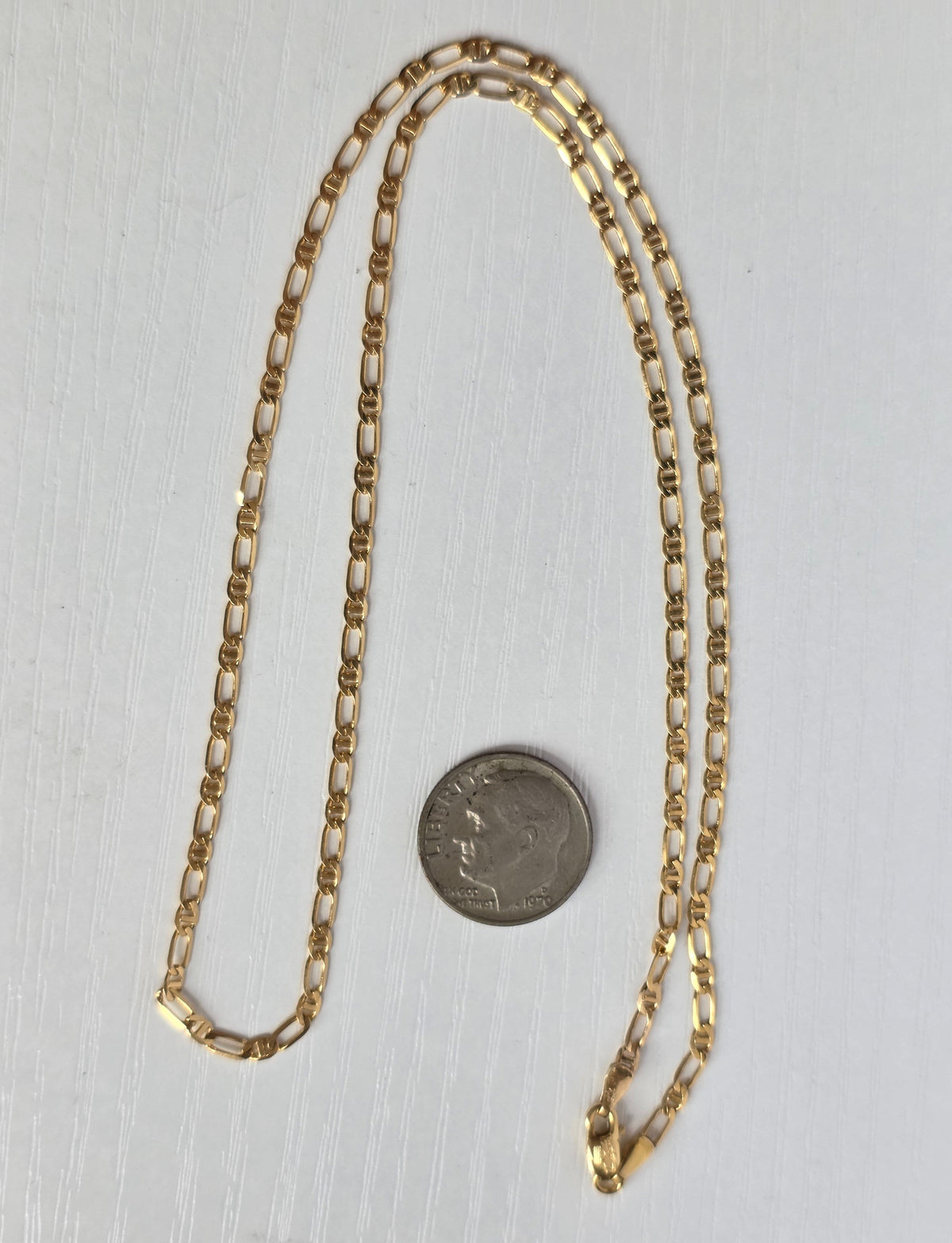 Vintage 14k Gold Italian Made Figaro Chain 18"