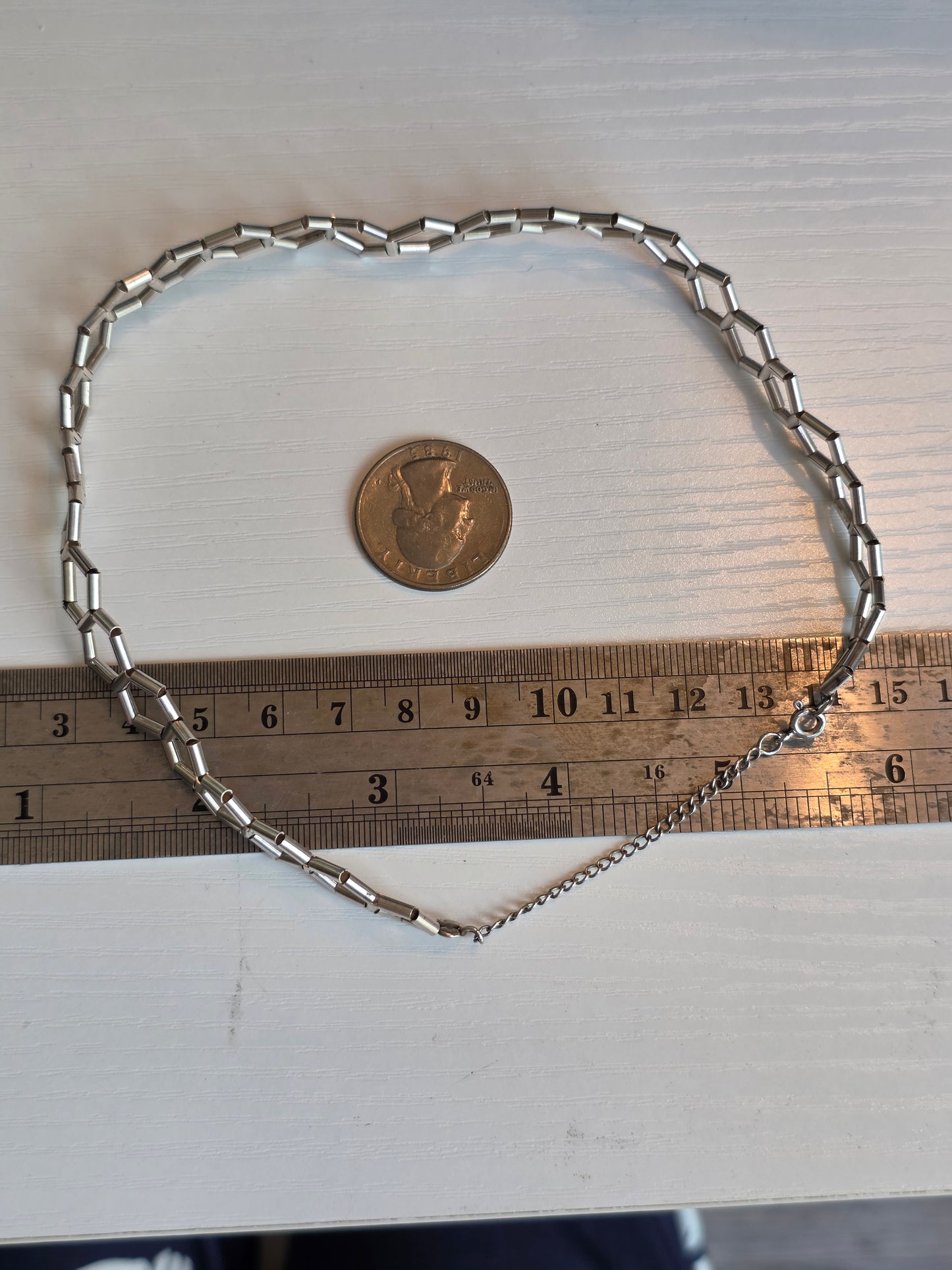 Unique Sterling Silver Honey Comb Choker Collar Necklace 14"