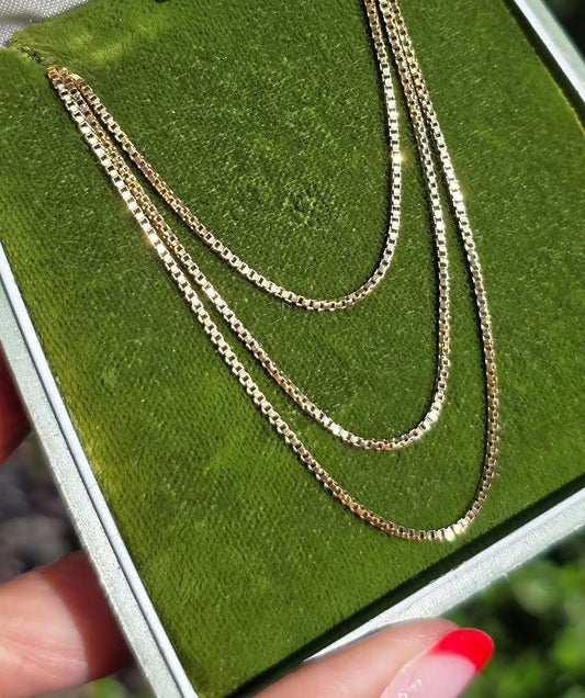 18k Solid Classic Box Chain 31"