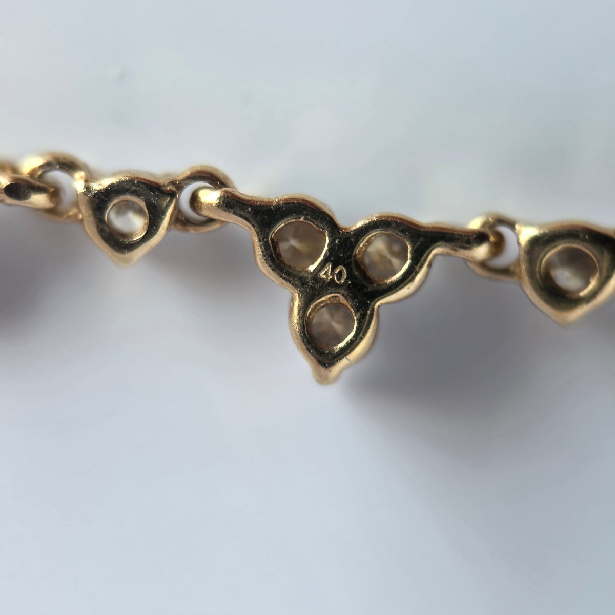 Gorgeous 10k Gold Dainty .40CTW Trefoil Diamond Station Necklace Adjustable Length 16"/17"/18"