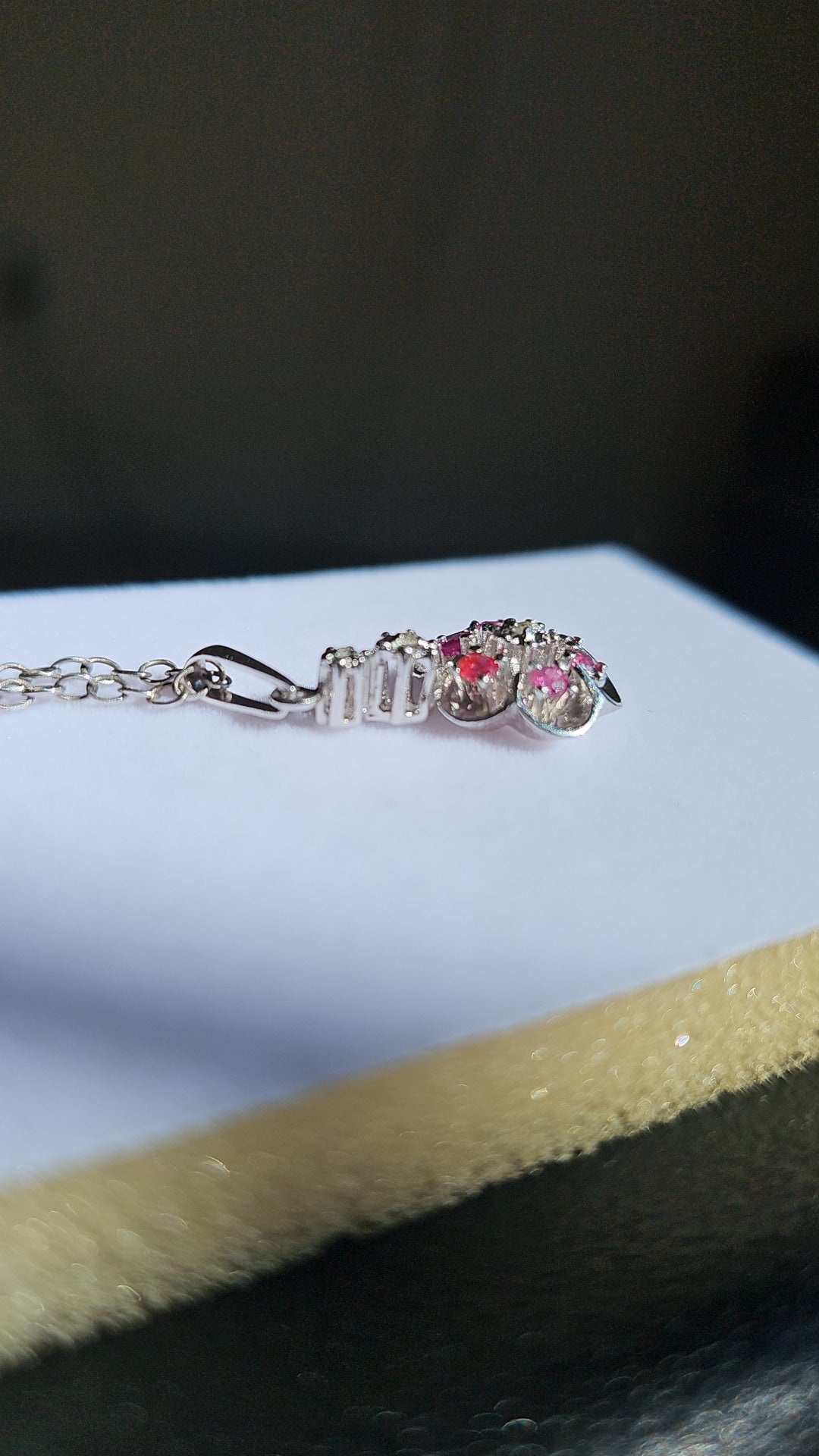 Beautiful Vintage White Gold Pink Sapphire & Diamond Flower Pendant (NO CHAIN)