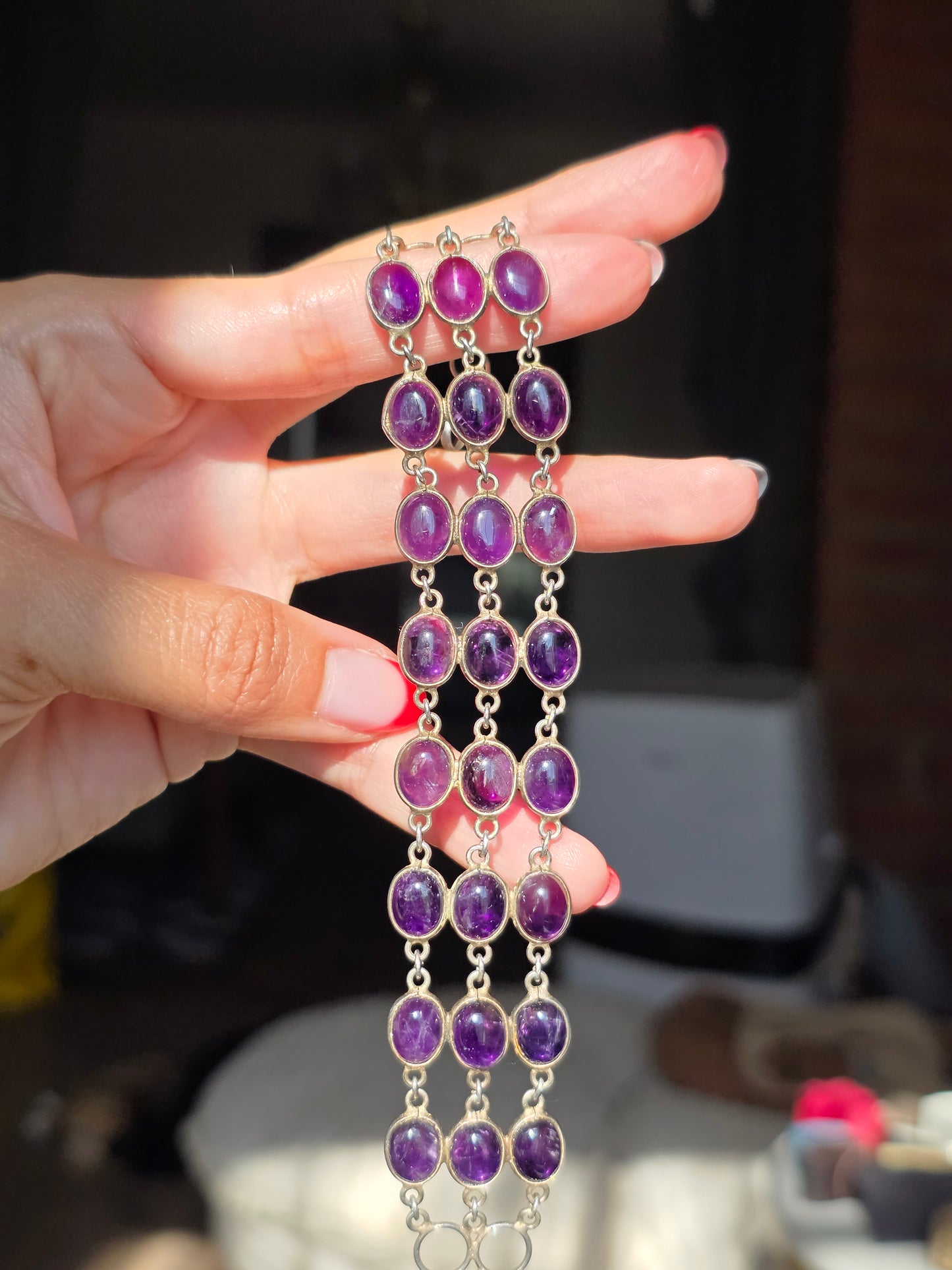 Beautiful 30 Carat Natural Amethyst Statement Bracelet 7.25" February Birthstone
