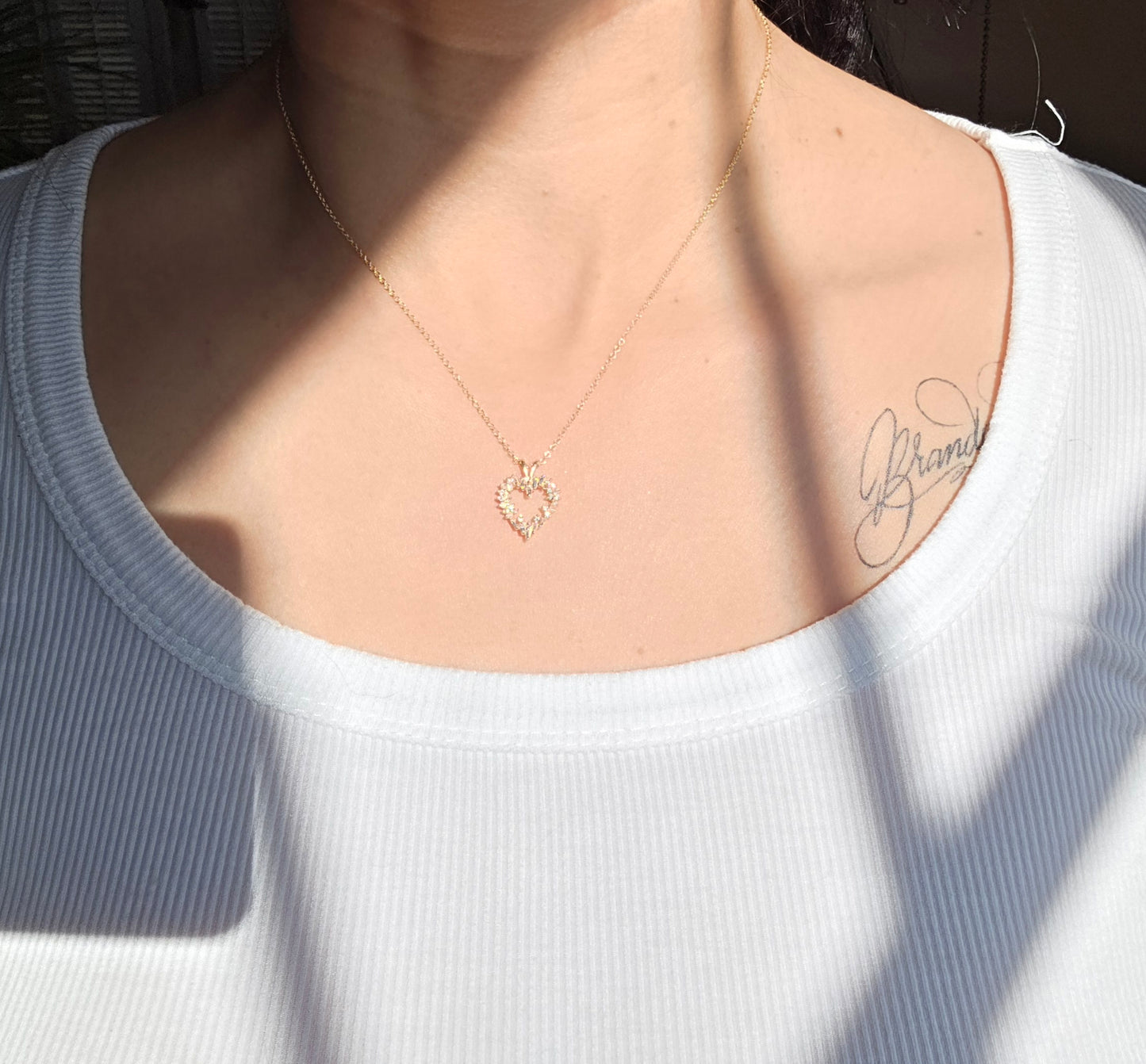 Stunning 14k Gold Natural Diamond Heart Pendant (NO CHAIN)