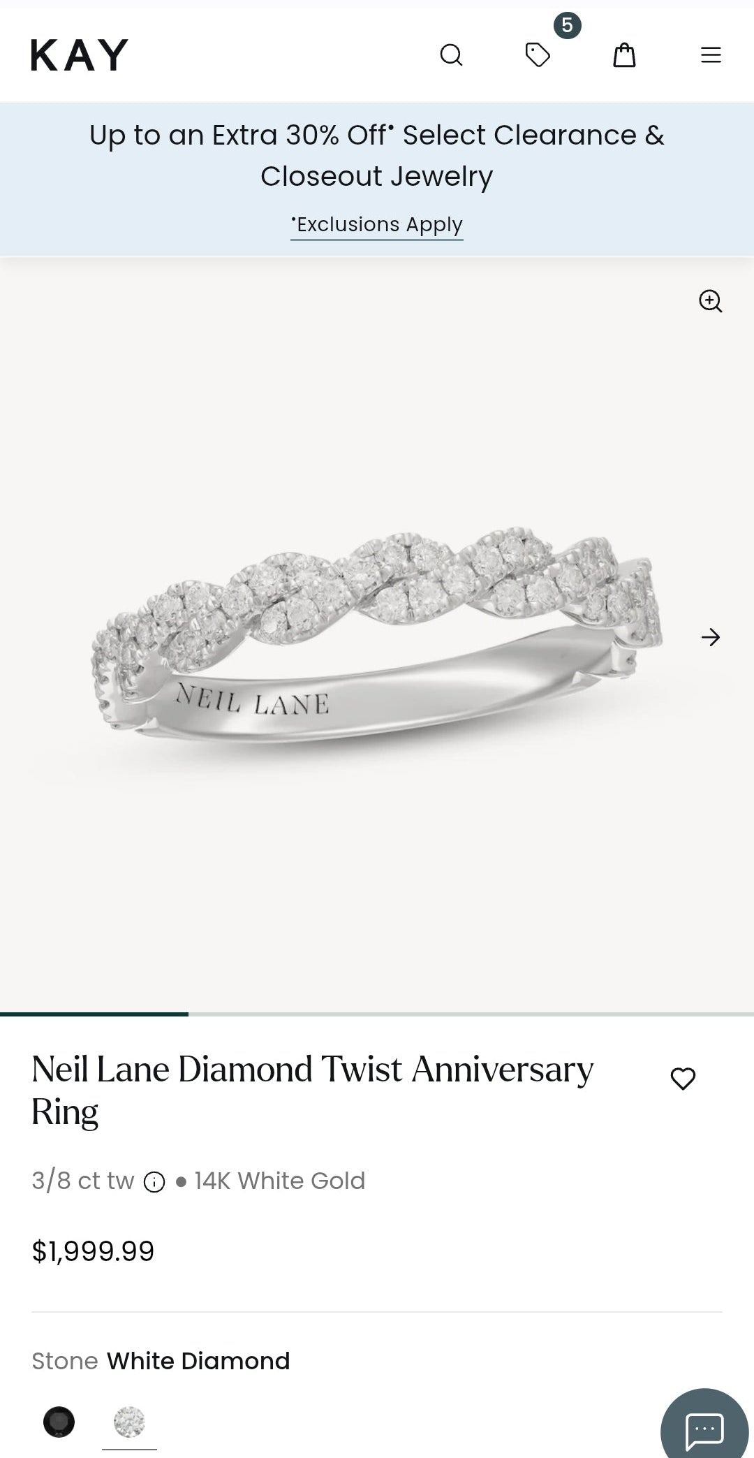 Gorgeous 14k White Gold Braided Diamond Anniversary Band Neil Lane Ring Size 6