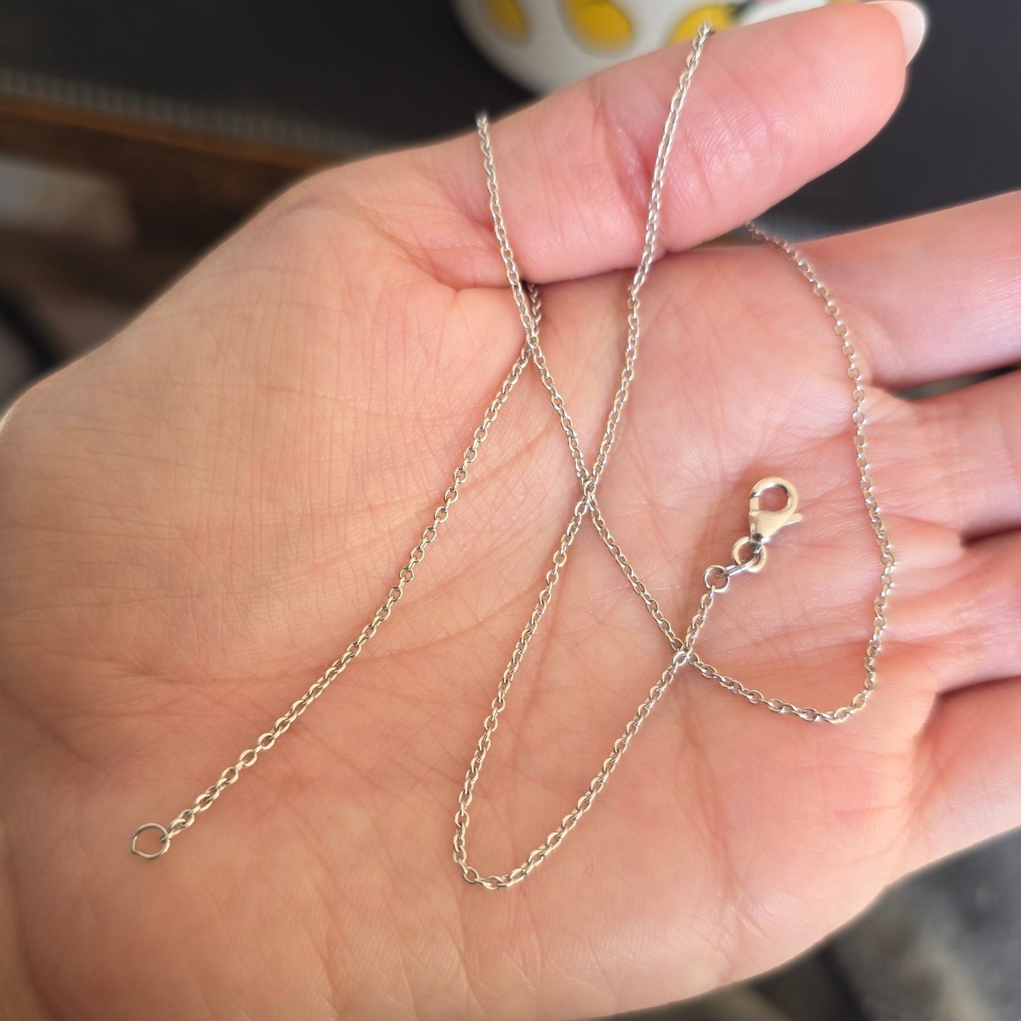 Solid 14k White Gold 1.3mm Cable Link Chain 16"