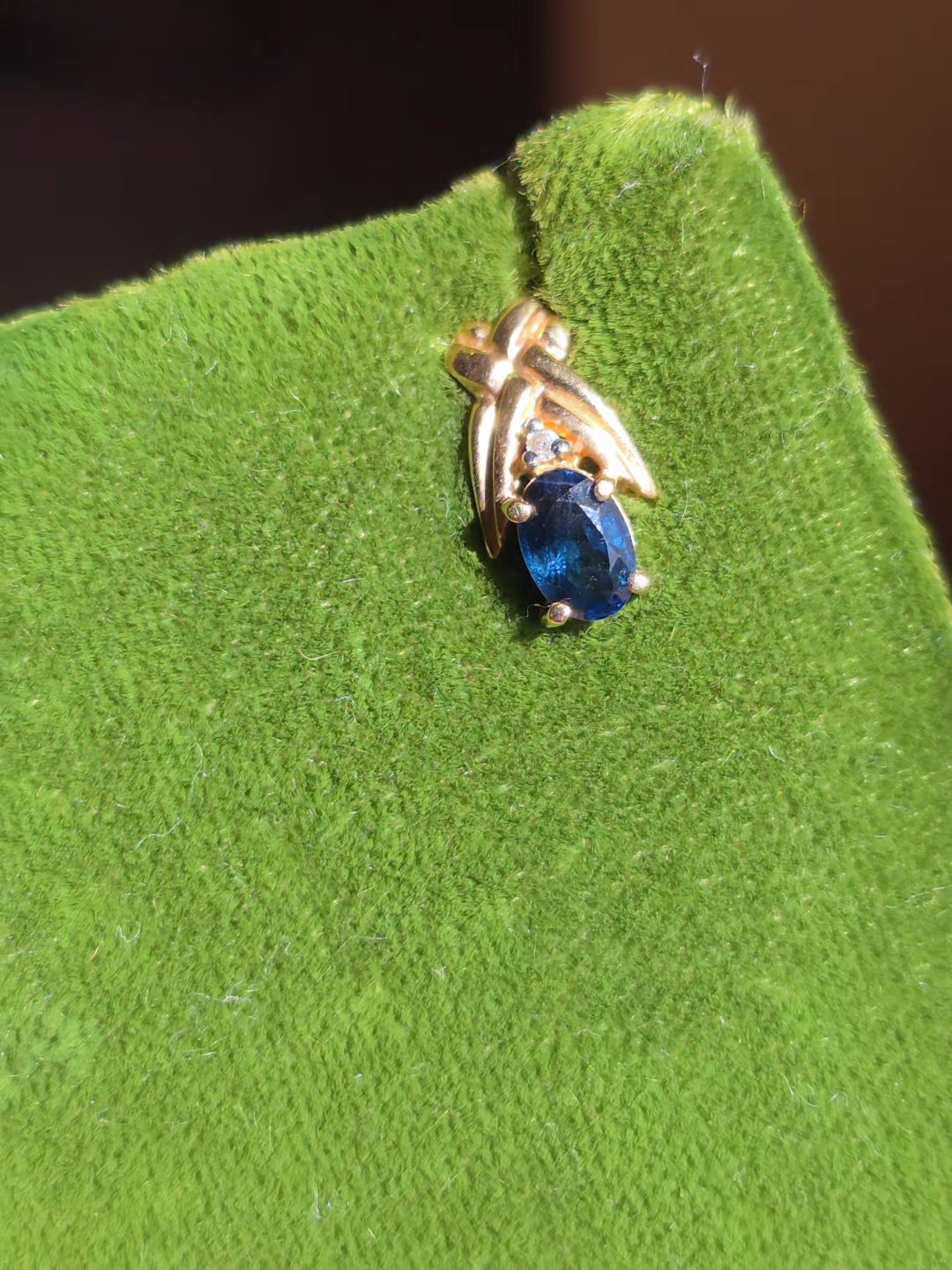 Cute 10k Gold 1.0tcw Sapphire & Diamond Accent Dainty Drop Post Earrings