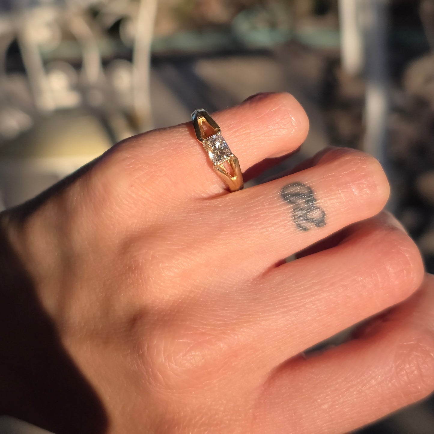 Beautiful 14k Gold East West Style 1/3ct Emerald Cut Diamond Ring Size 5.5