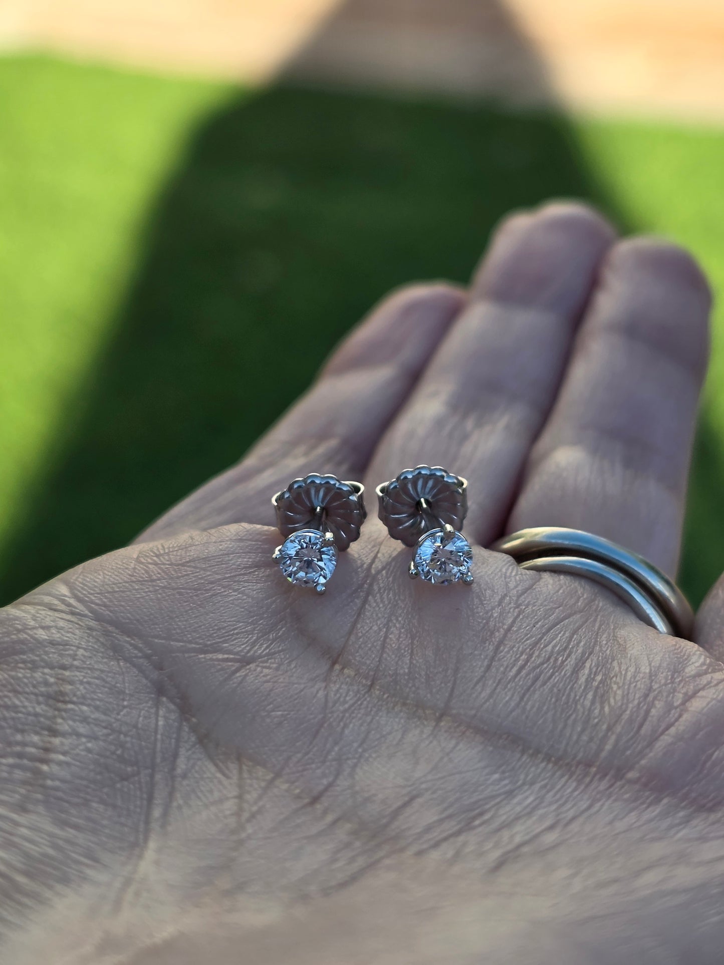 Classic .64tcw Martini Three Prong Style Round Diamond Stud Earrings