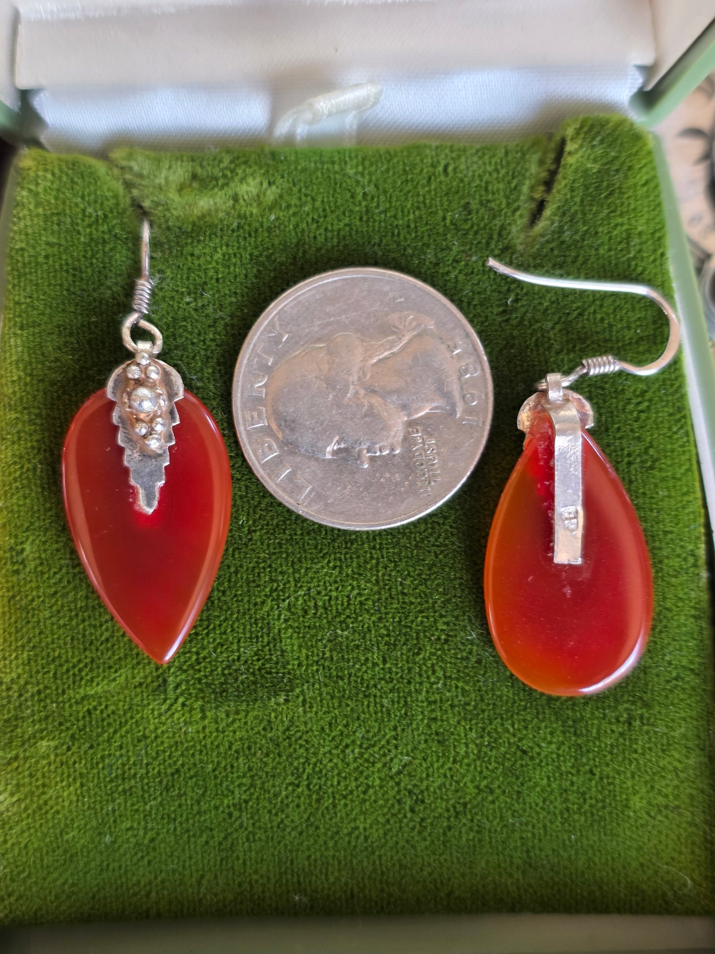 Beautiful Carnelian Sterling Silver Dangles Earrings