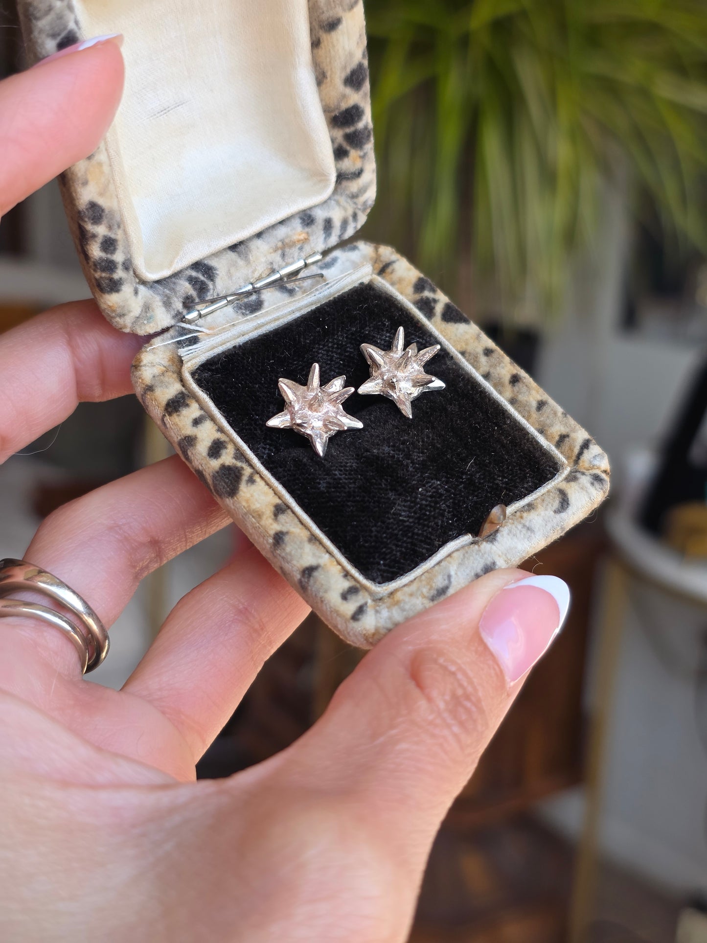 925 Sterling Silver Spikey "Bowser Shell" Stud Earrings