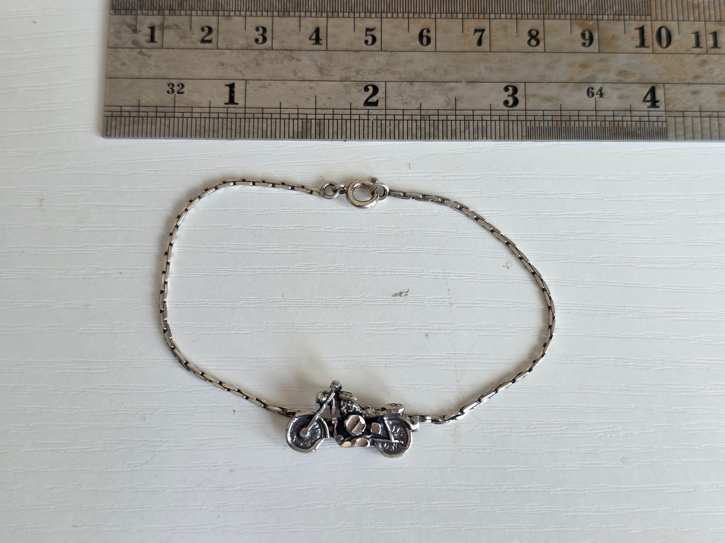 Vintage Sterling Silver Motorcycle Chain Bracelet 7"