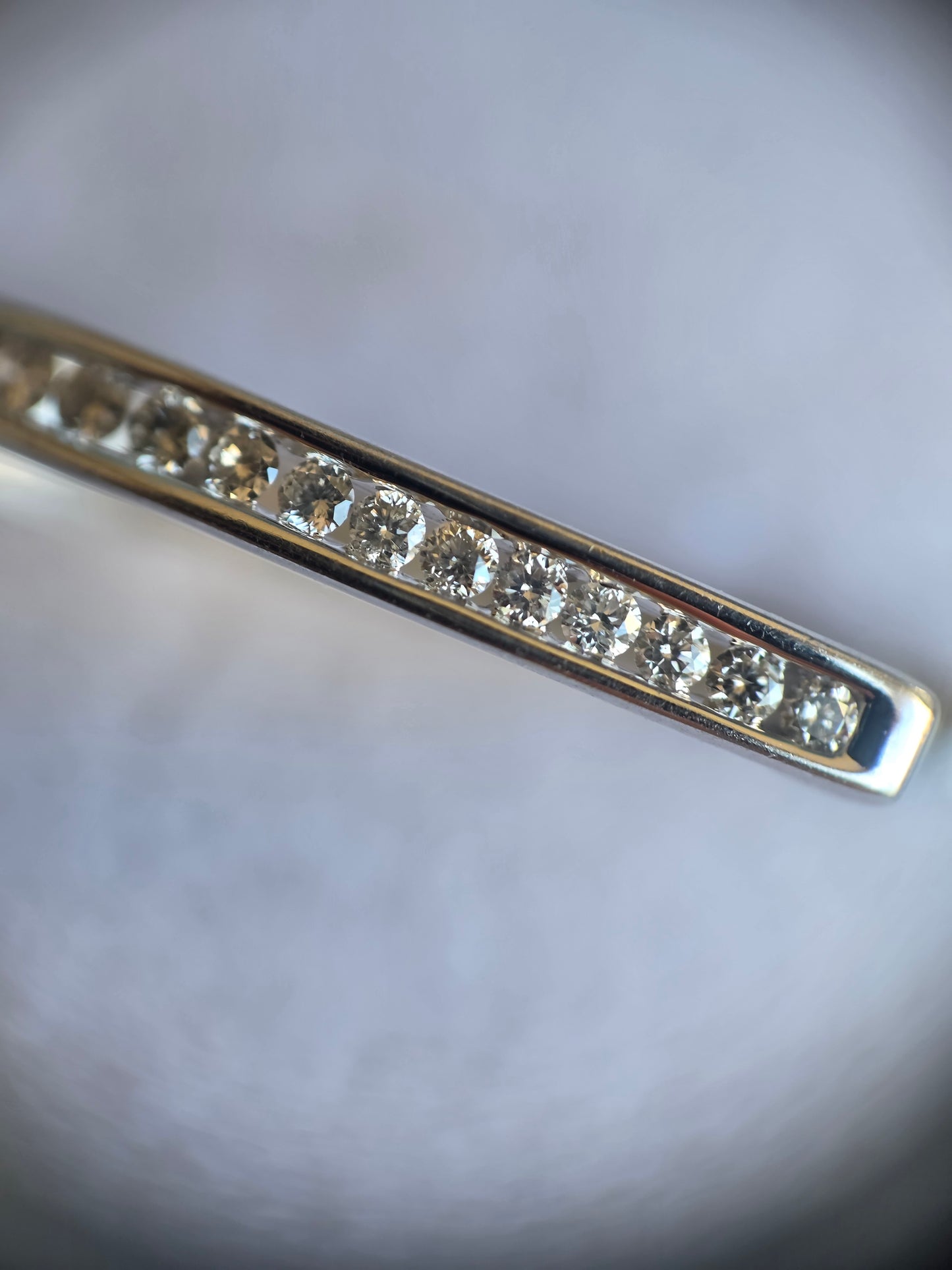 14k White Gold Channel Set Natural Diamond Hoops Earrings