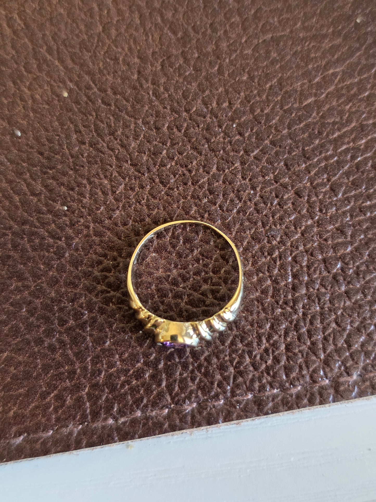 Adorable 10k Gold Purple Stone Pinky / Midi / Baby Ring Size 1.75