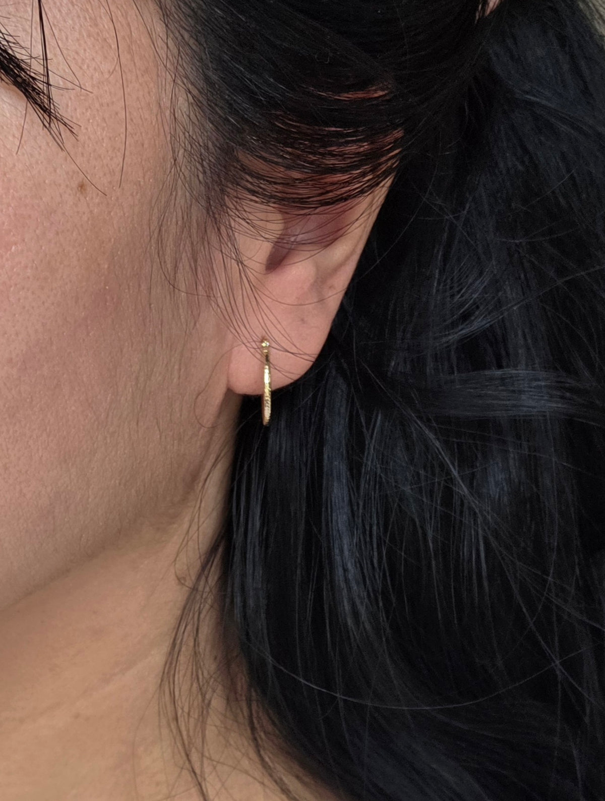 Perfect Every Day 14k Gold 1/2 Inch Gold Textured Small Hoops Earrings