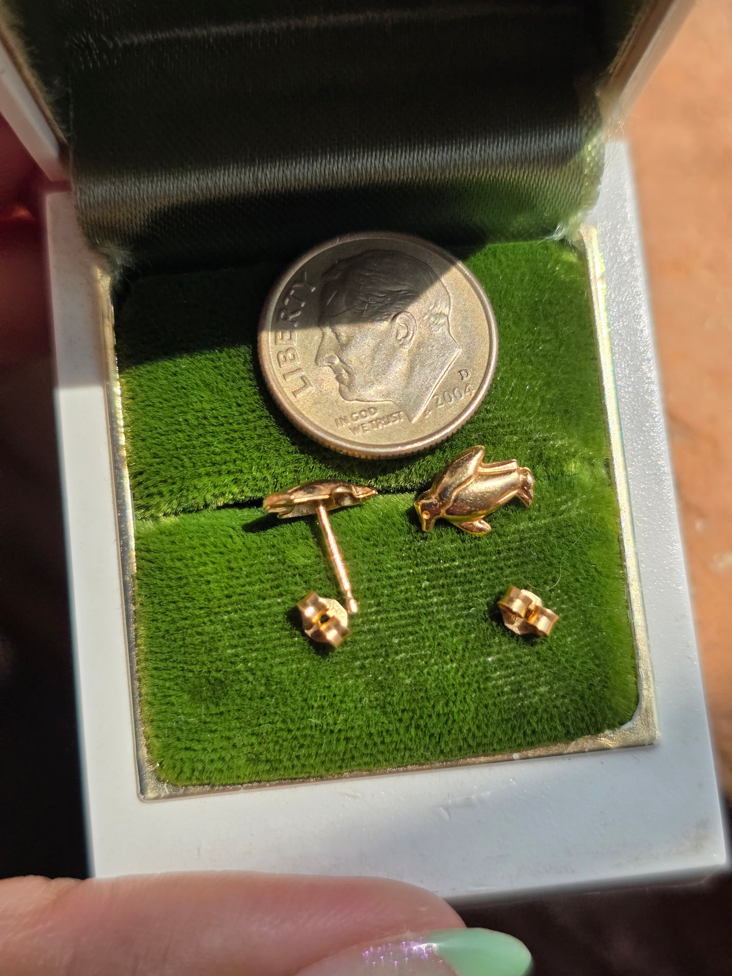 Adorable 14k Gold Dainty  Penguin Studs Earrings