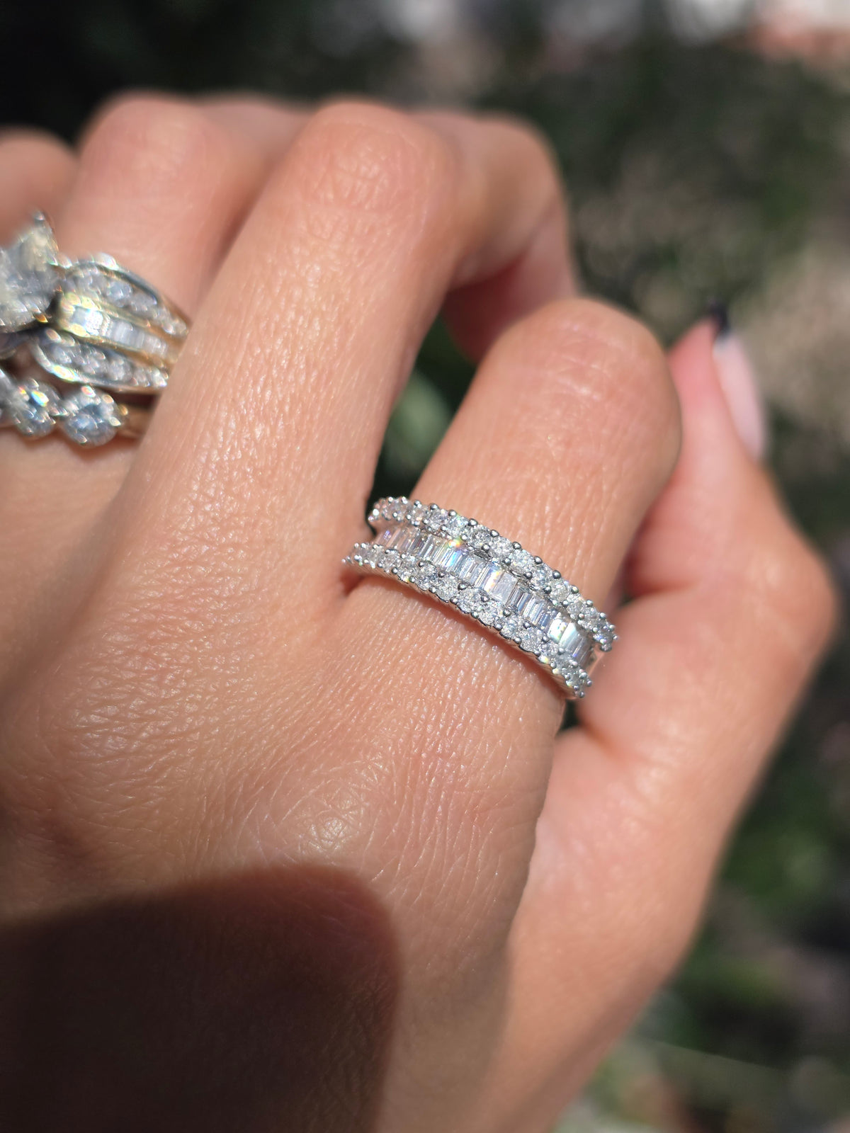 Stunning 1 Carat Total 14k White Gold Baguette Channel Set Diamond Band Size 5.25