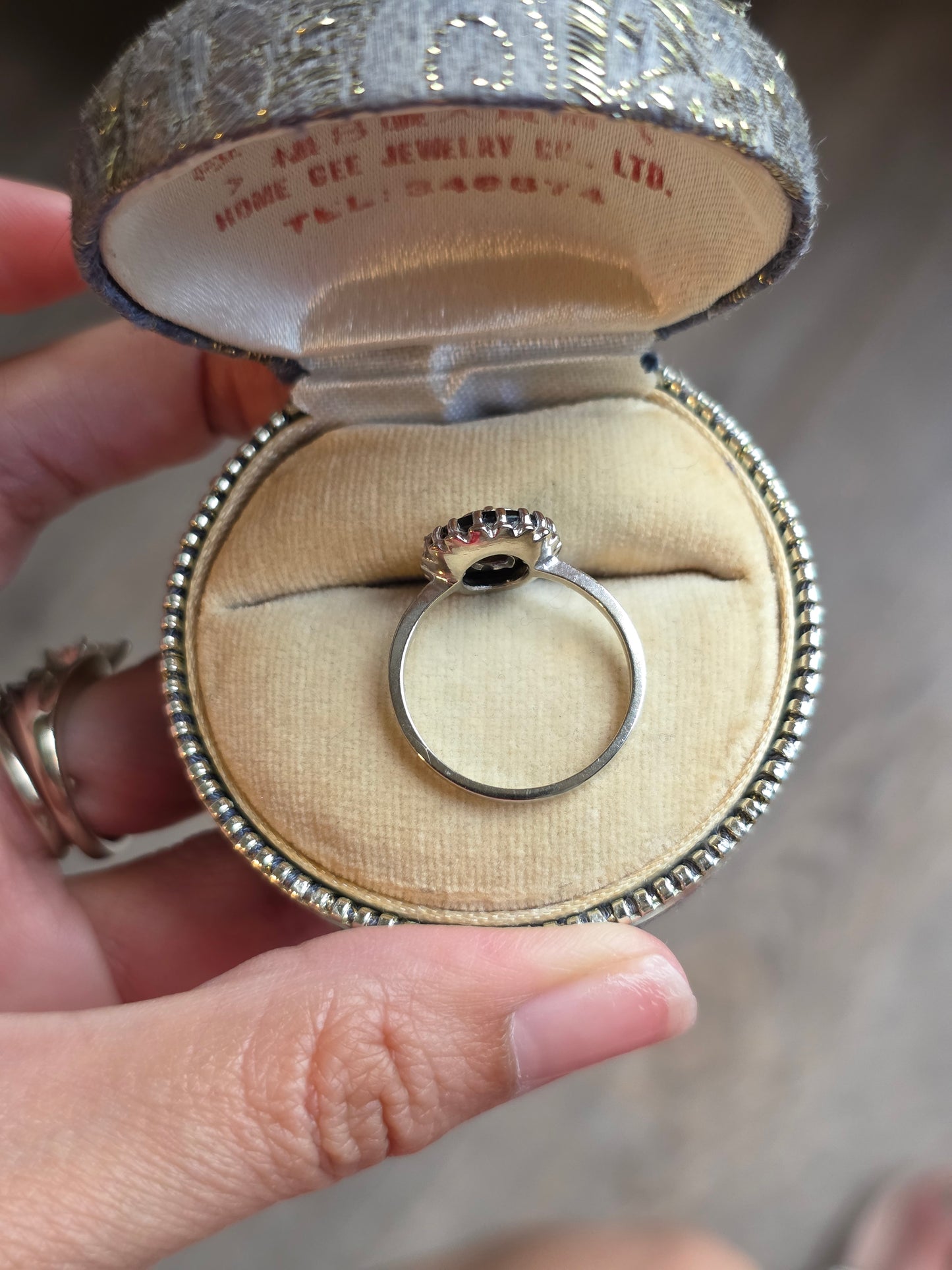 Stunning 10k White Gold Black Onyx And Diamond Statement Ring Size 8