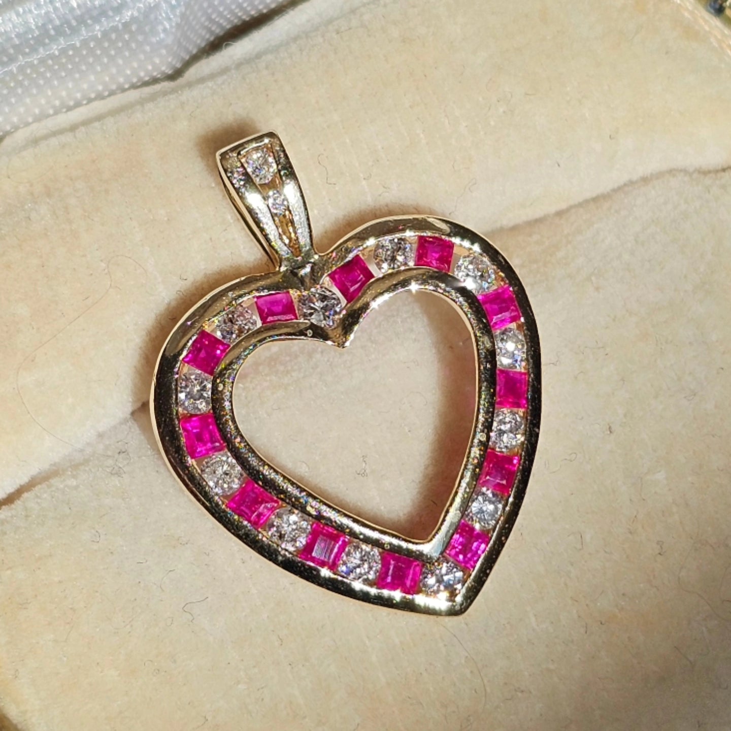 14k Ruby Diamond Heart Pendant (NO CHAIN)