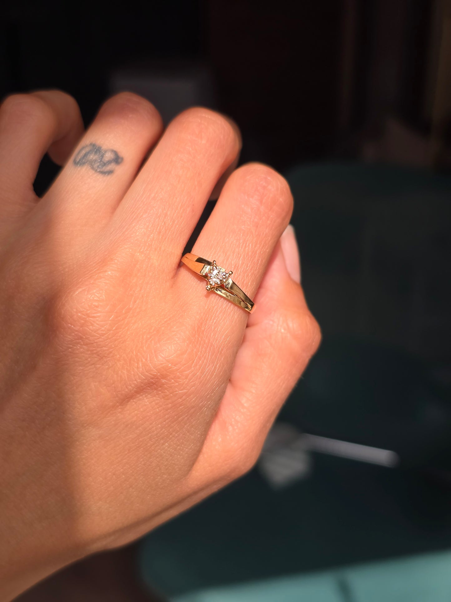 10k Gold Dainty and Sweet Diamond Accented Heart Ring Size 7
