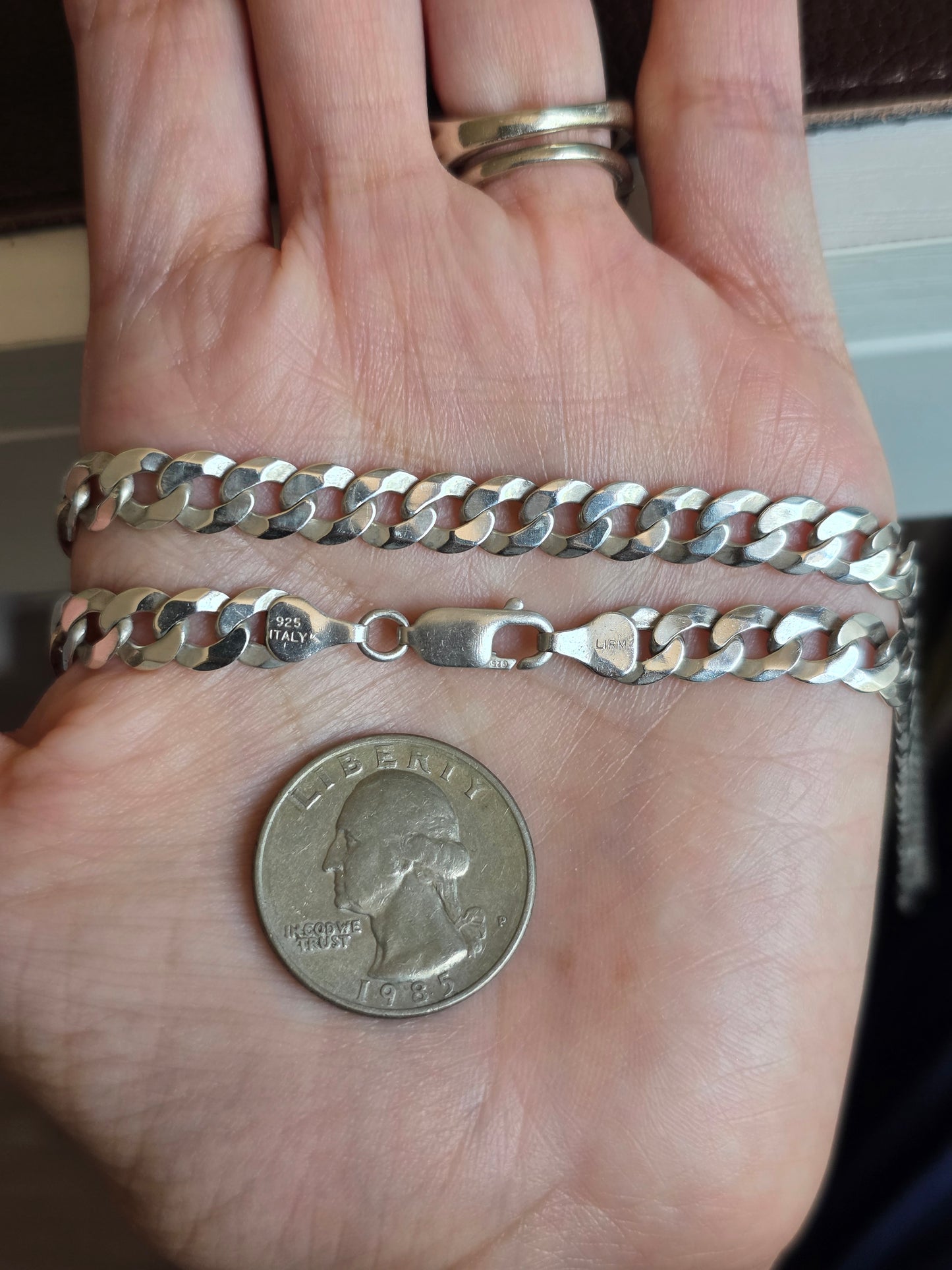Solid Sterling Silver Italian Made 27" Cuban Chain