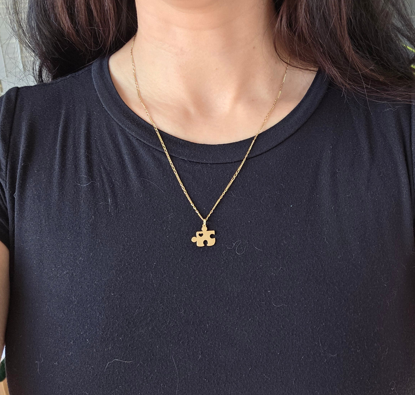 Adorable 14k Gold Puzzle Piece Heart Cut Out Charm (NO CHAIN)