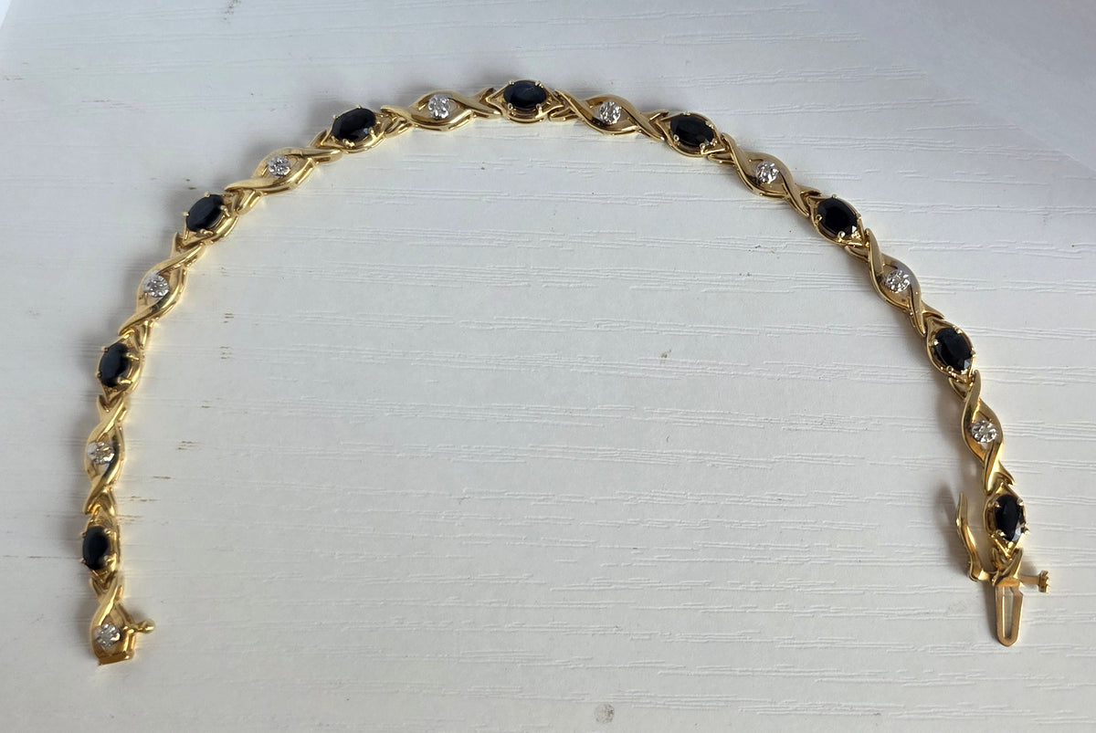 14k Sapphire + Diamond Infiniti Tennis Bracelet 6.5"