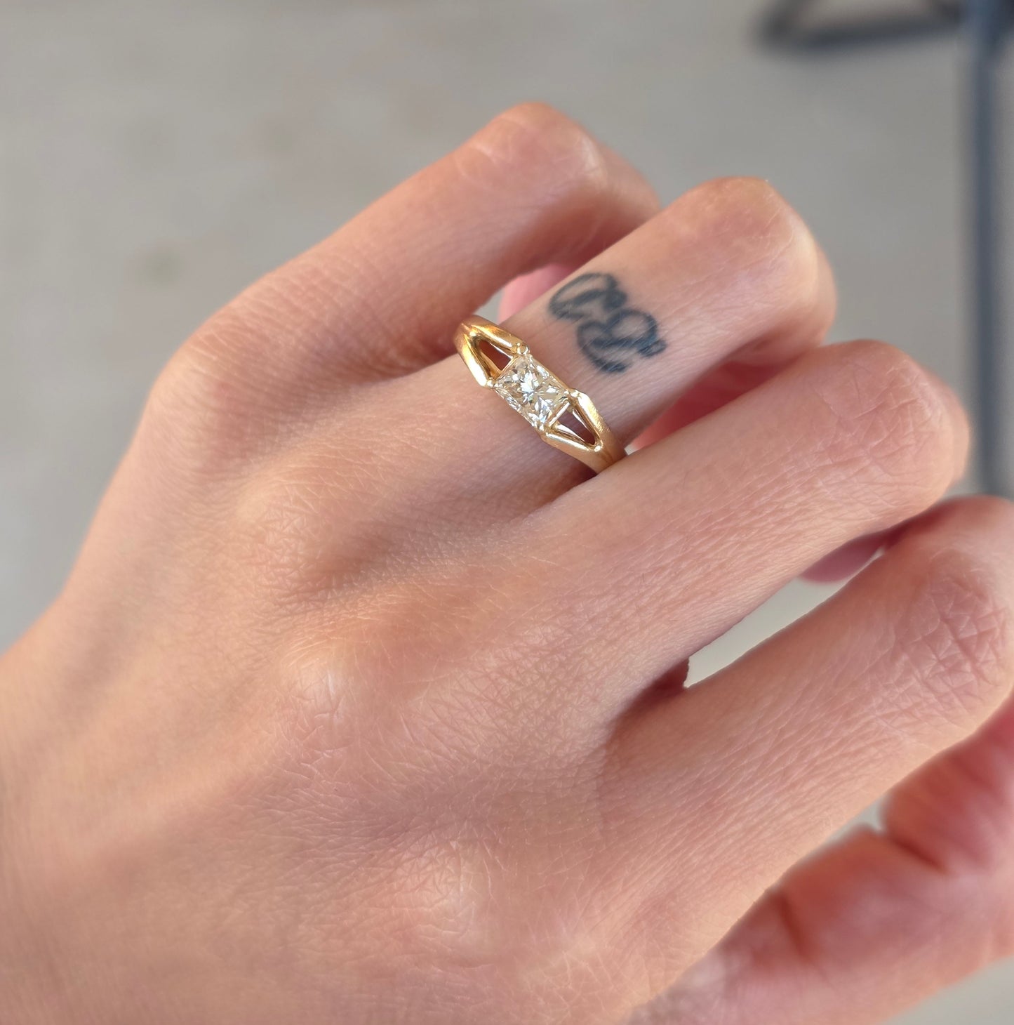 Beautiful 14k Gold East West Style 1/3ct Emerald Cut Diamond Ring Size 5.5