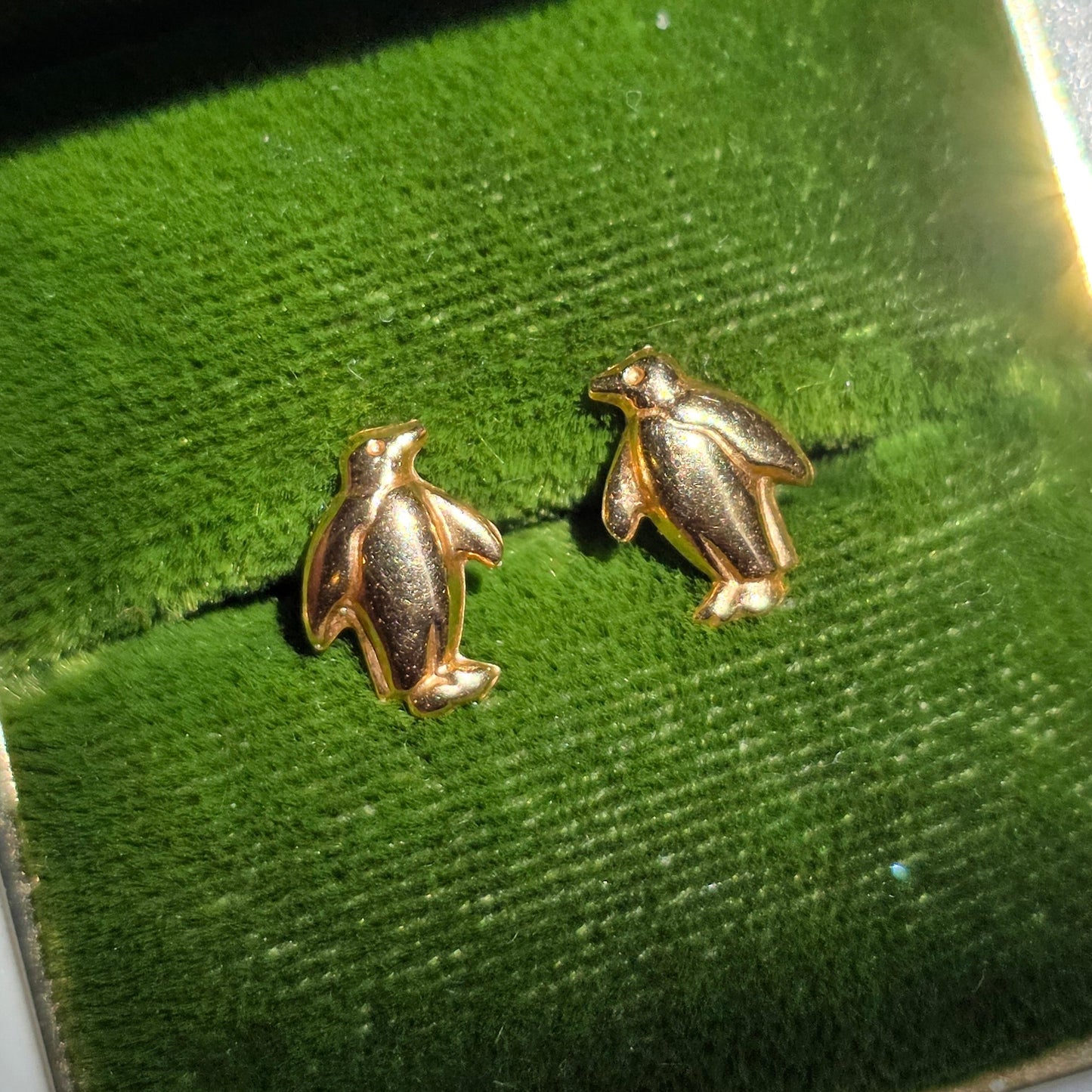Adorable 14k Gold Dainty  Penguin Studs Earrings
