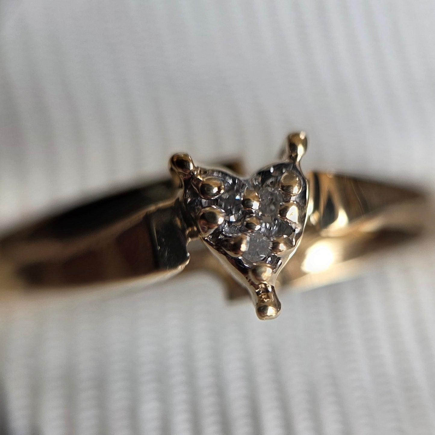 10k Gold Dainty and Sweet Diamond Accented Heart Ring Size 7