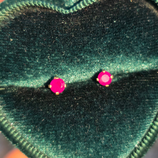 Adorable 10k Gold .50CTW Ruby Studs Earrings | July Birthstone