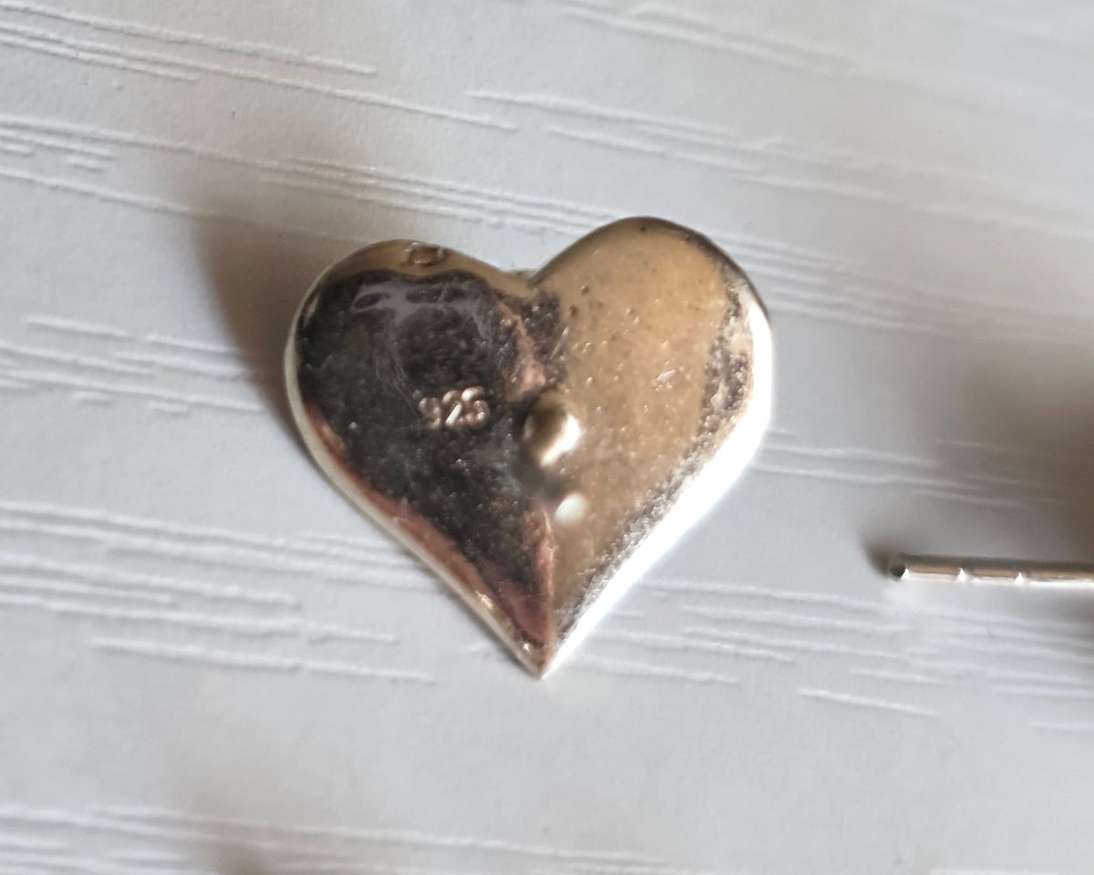 Pretty Sterling Silver Bezel Set Round Turquoise Heart Stud Earrings