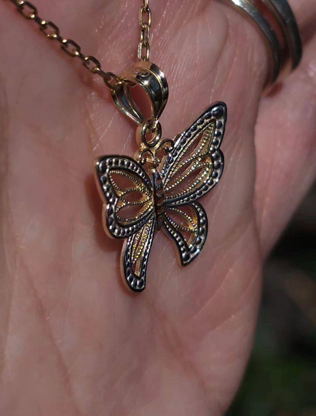 #3- 14k Gold Pretty Two Toned Butterfly Pendant (NO CHAIN)