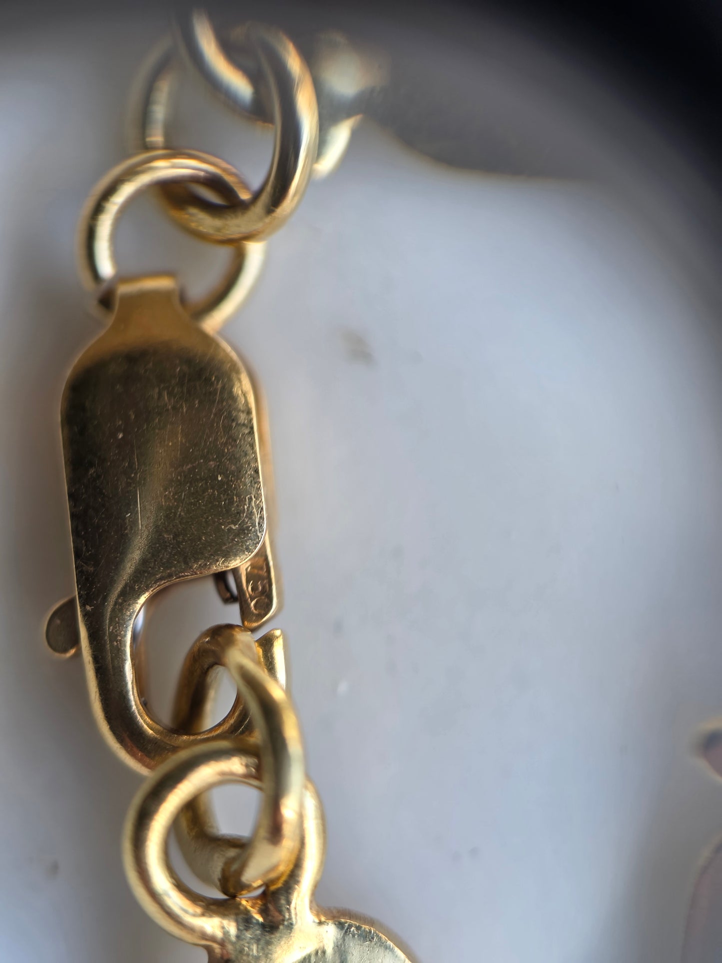 Solid 18k Gold Egyptian Cartouche & Ankh Cross Panel Bracelet 7.5"