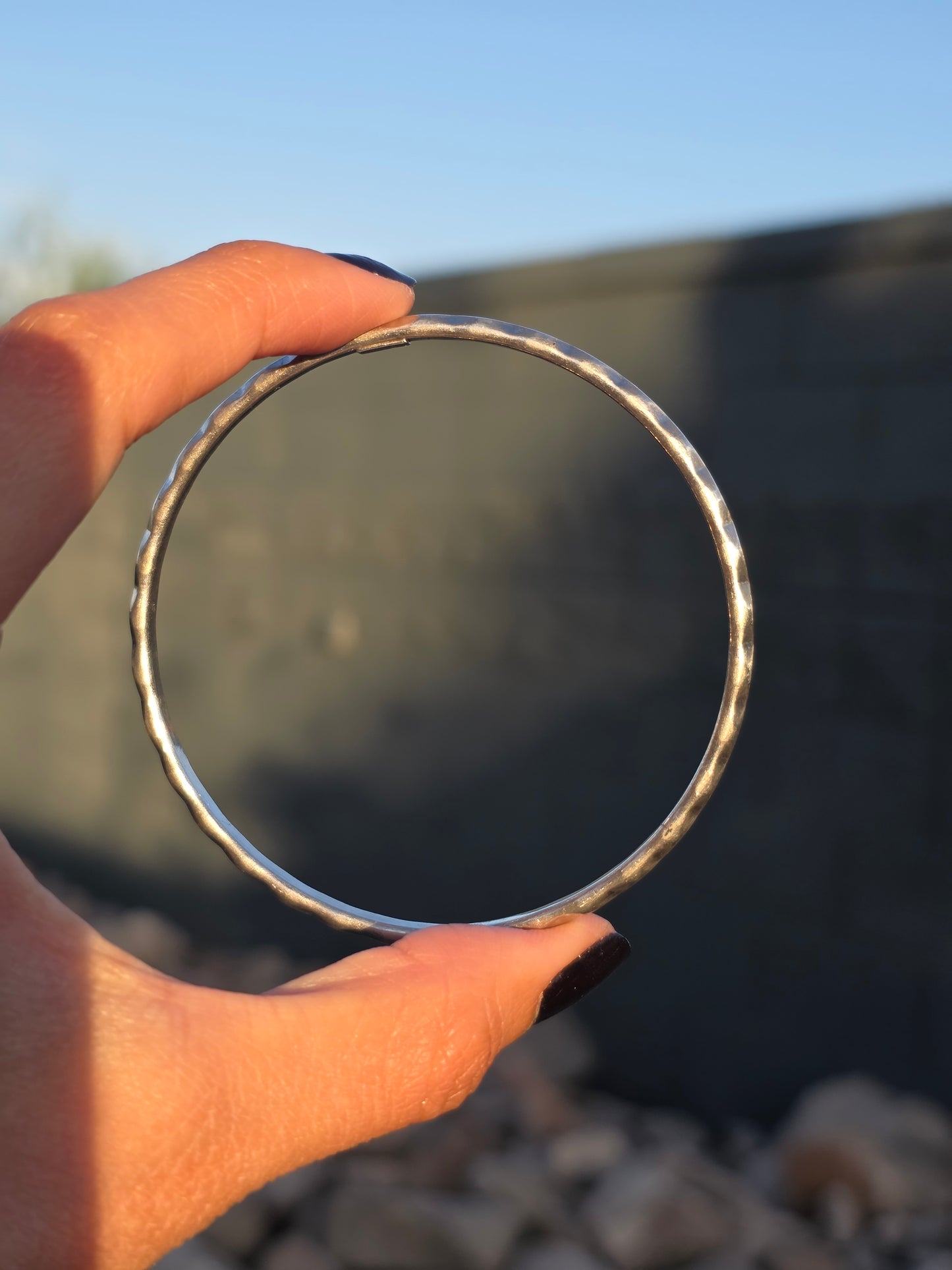 Solid Sterling Silver 3.2mm Wavy Bangle Bracelet
