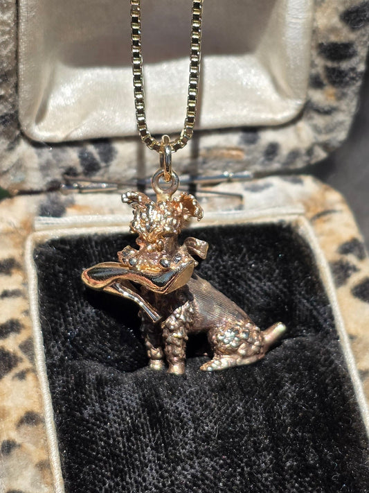 Adorable Solid Made 14k Gold Poodle with Heel in Mouth Charm Heavy (NO CHAIN)