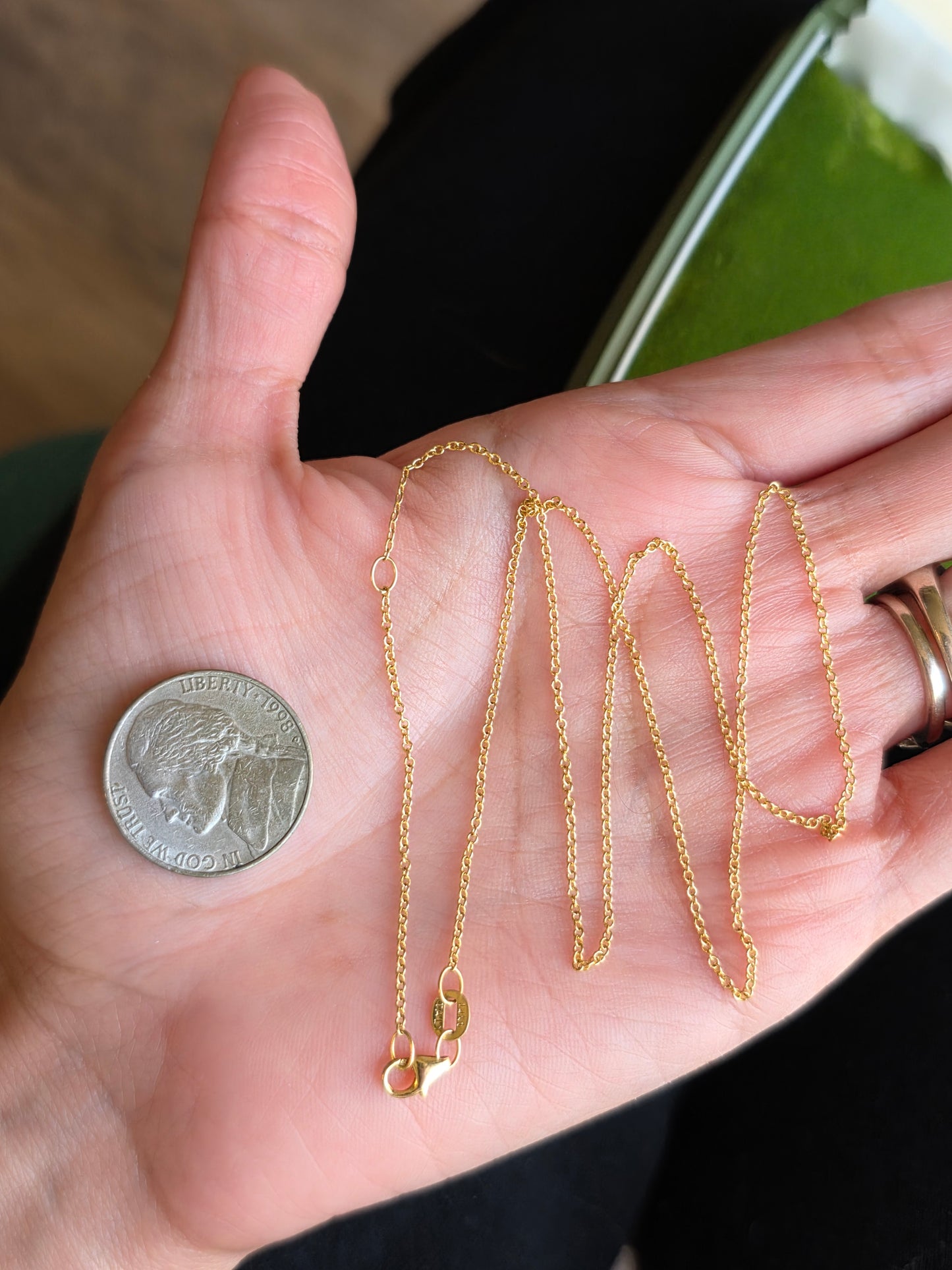 EFFY 14k Gold 1.2mm Cable Link Adjustable Chain 16" / 18"