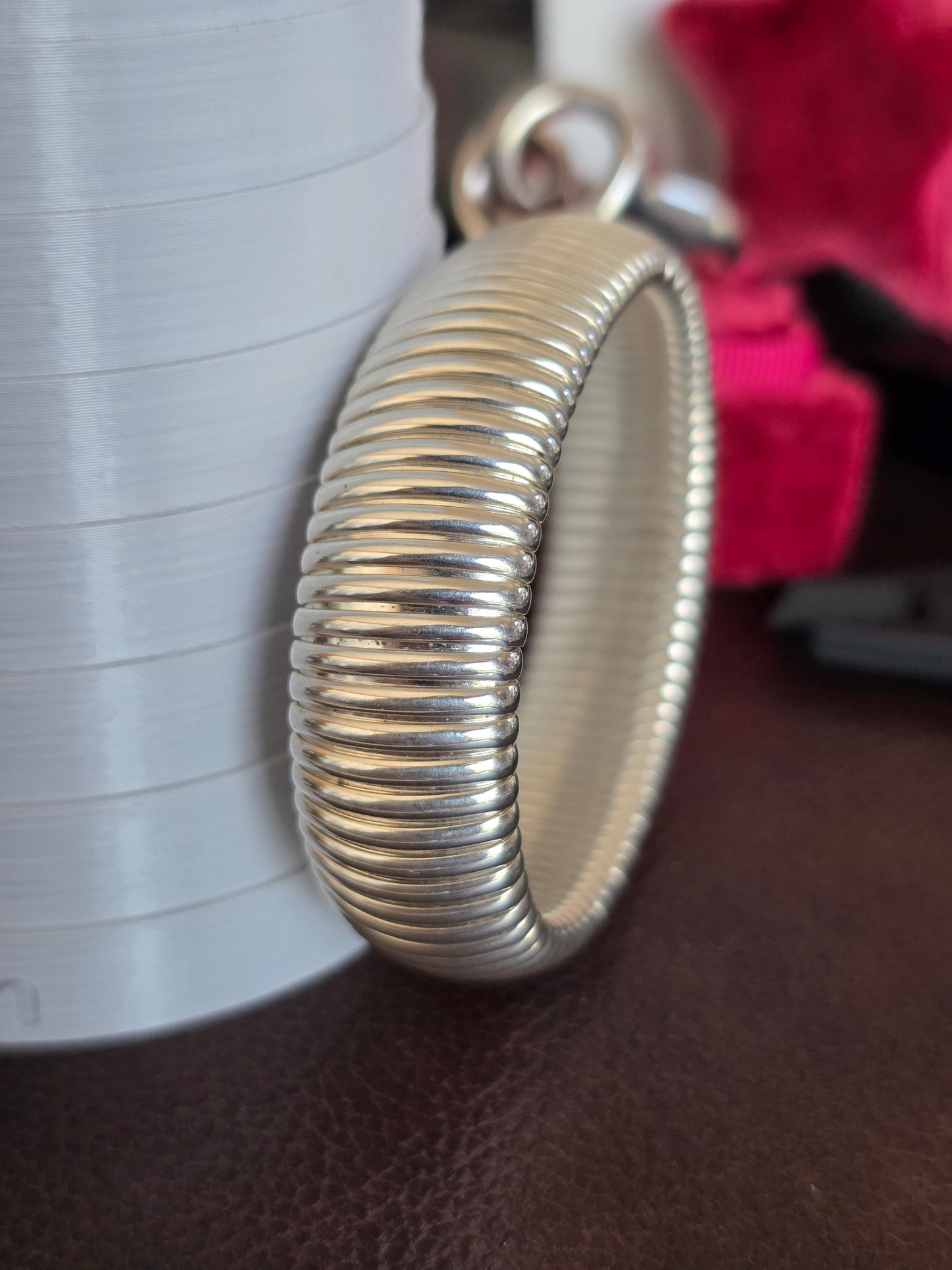 Awesome 80's Solid Sterling Silver Tubogas 16.5mm Wide Stretchy Bracelet 6.5"