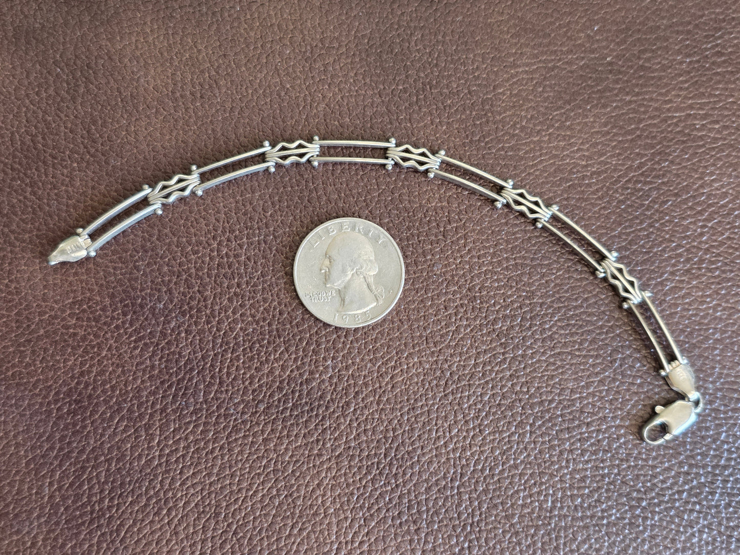 Unique Italian Made Sterling Silver Specialty Link Solid Bracelet 7.25"