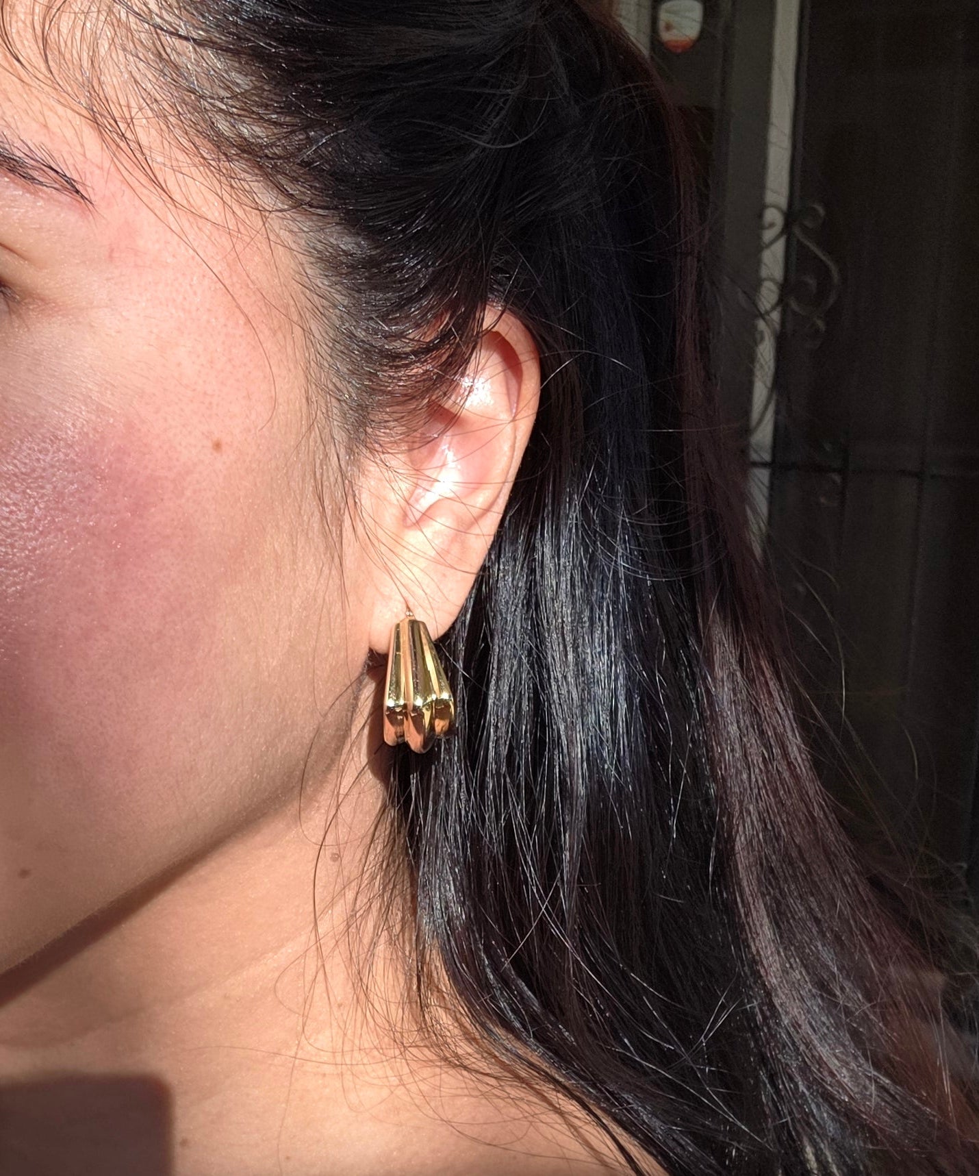 14k Gold Chunky Geometric Hoop Earrings