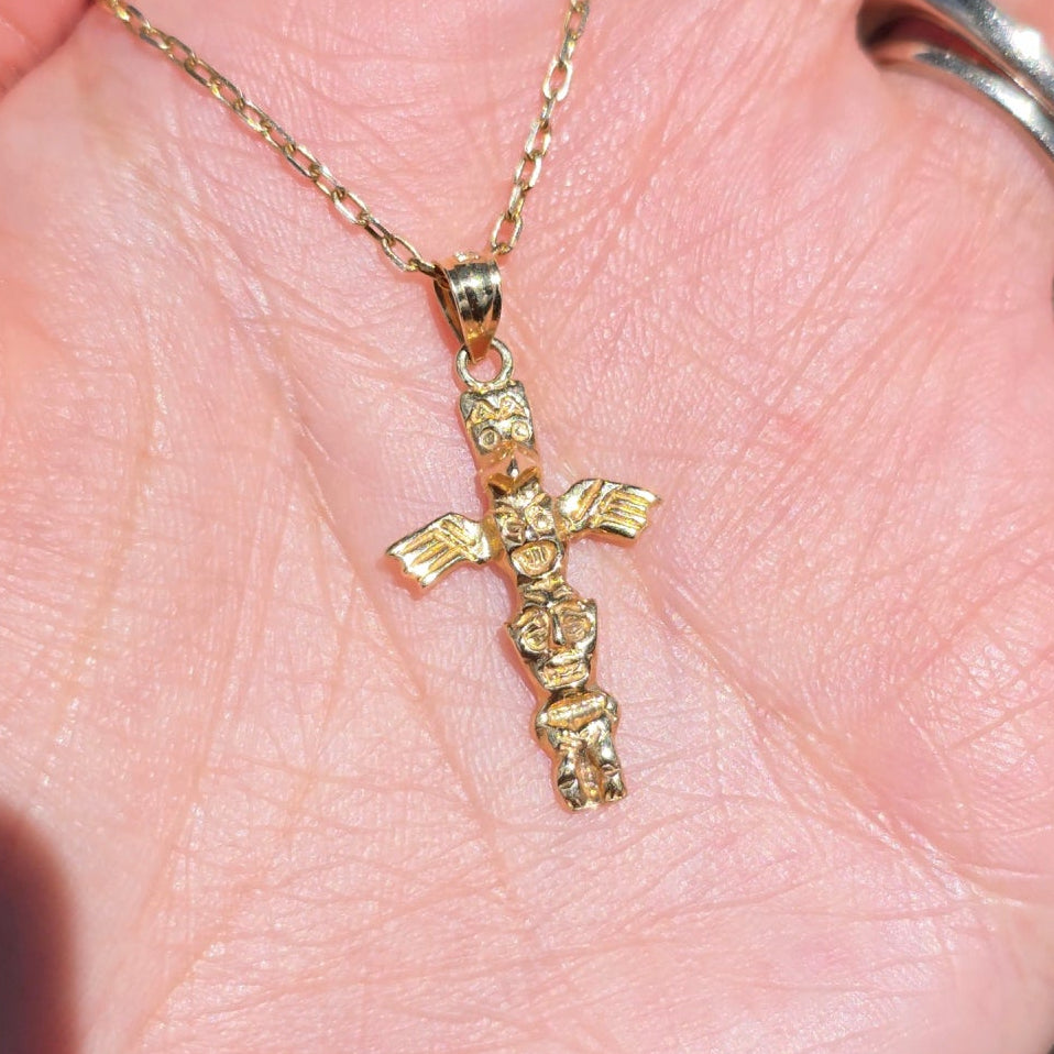 #14- 14k Gold Solid Totem Pole Charm (NO CHAIN)