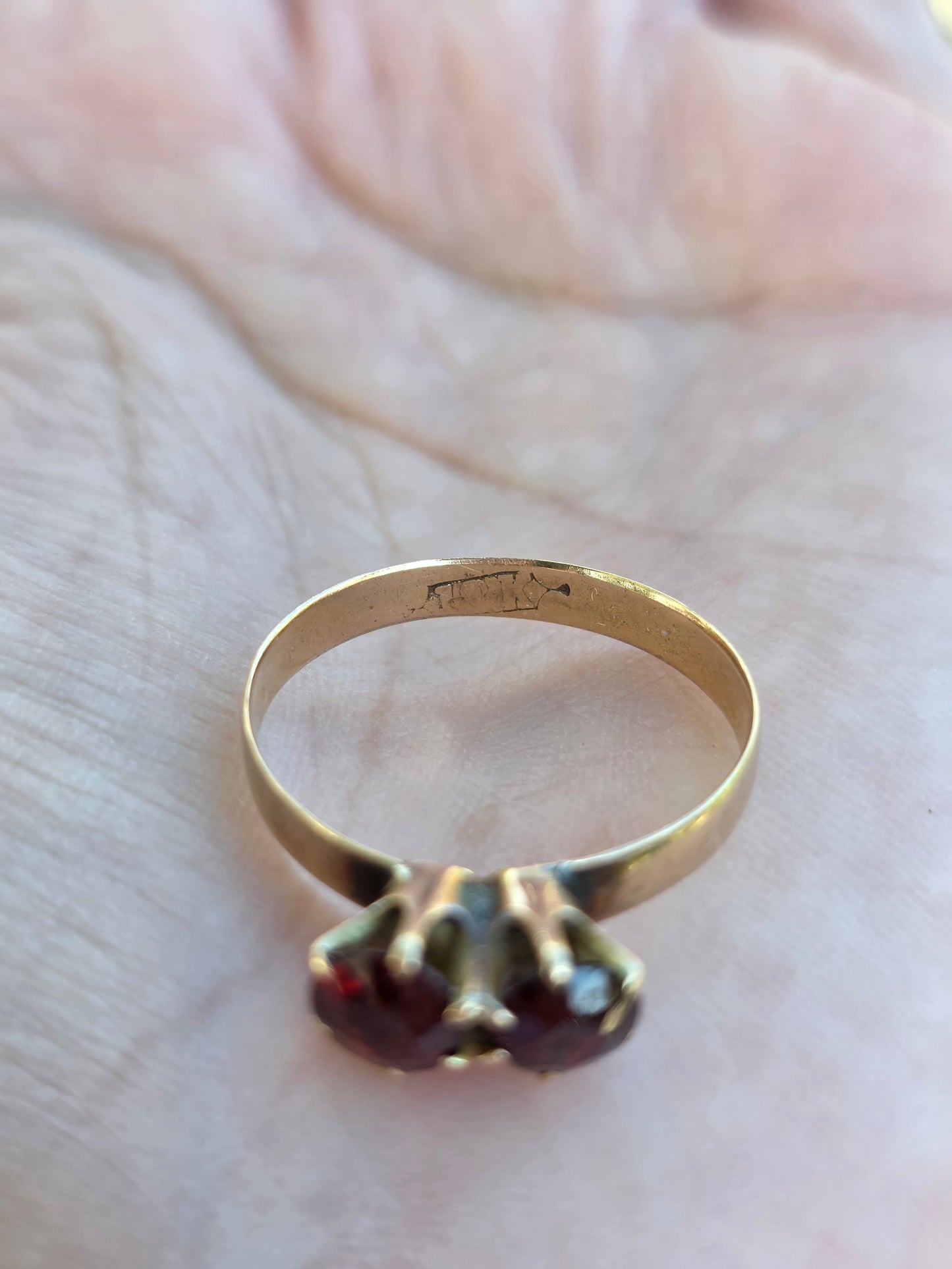 14k Vintage Garnet Toi Et Moi Ring Size 9 January Birthstone