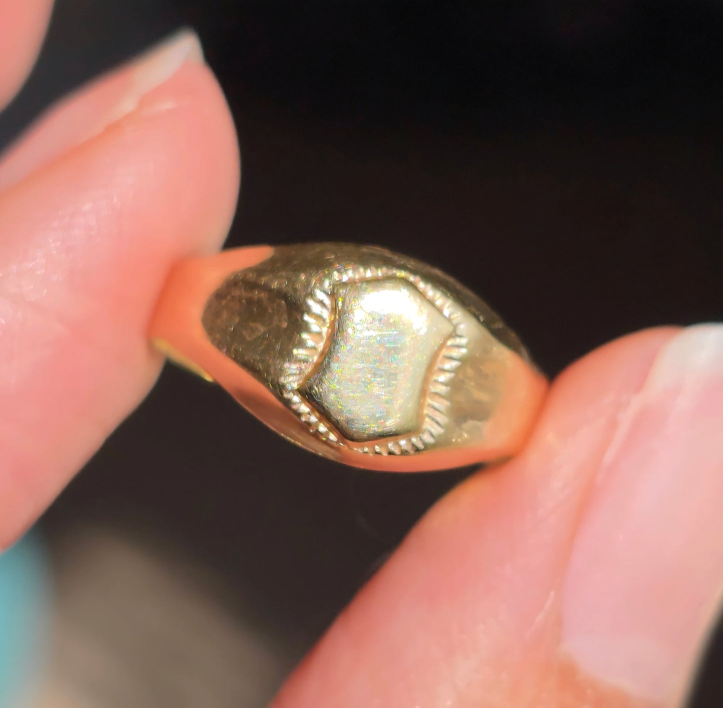 10k Gold Vintage Shield Blank Signet Ring Size 4