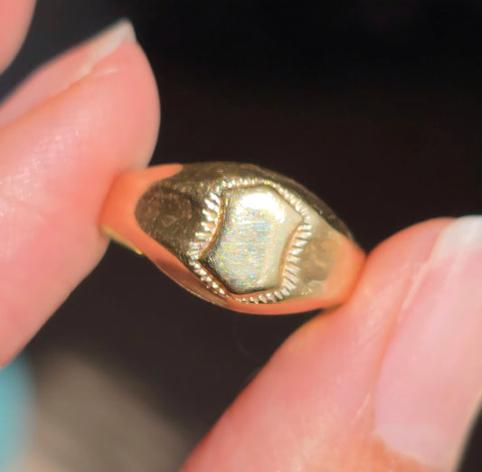 10k Gold Vintage Shield Blank Signet Ring Size 4