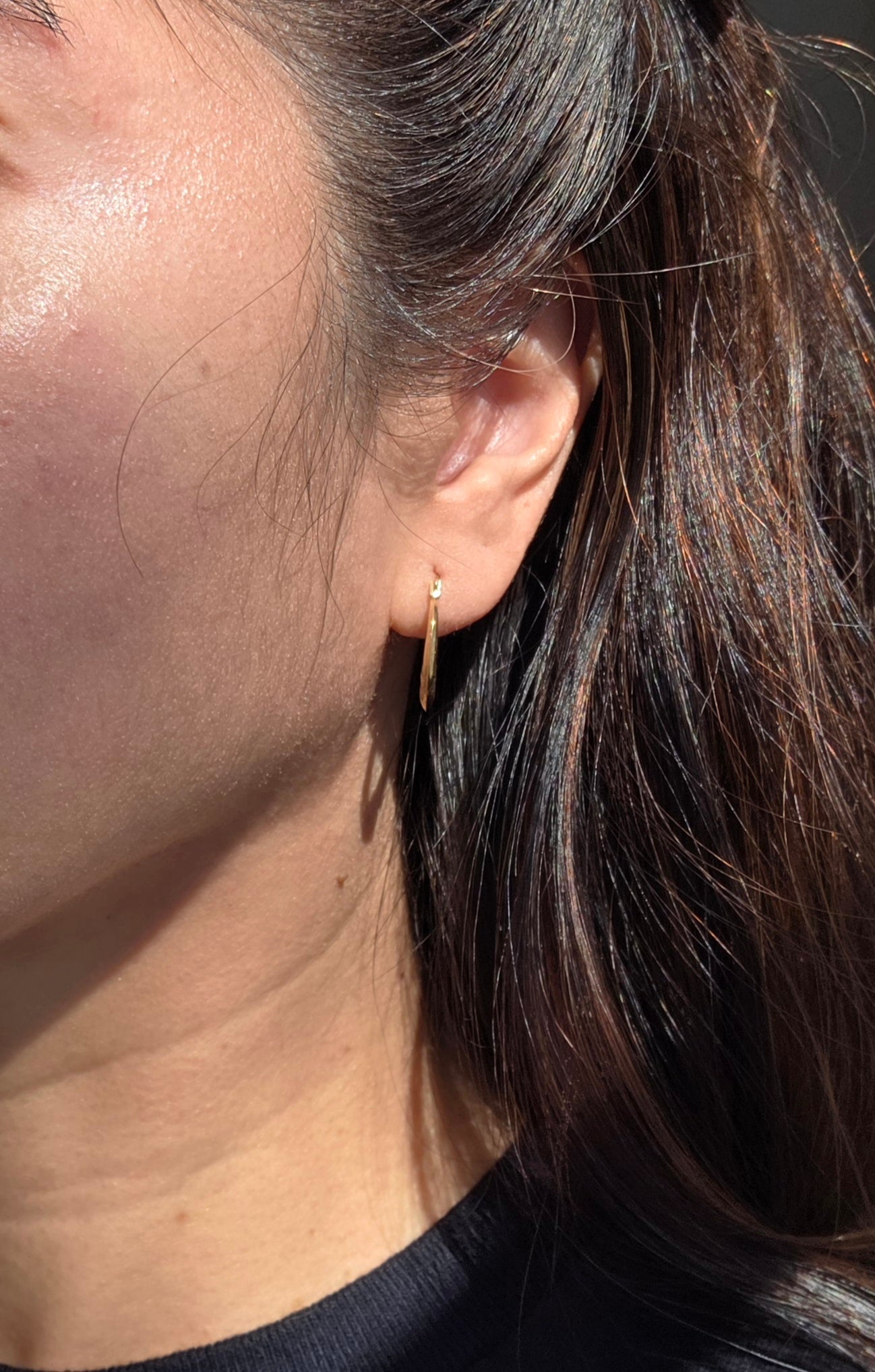 Adorable 14k Gold 3/4" Small Lightweight Heart Hoops